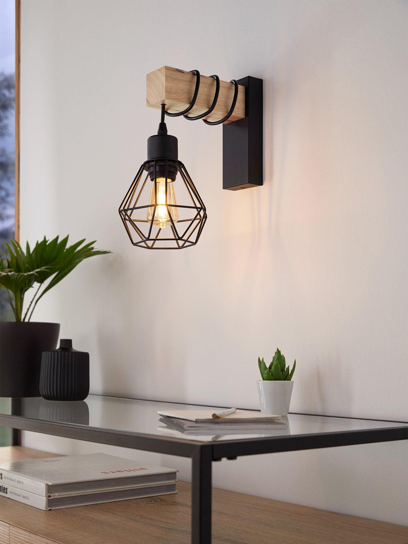 Eglo Townshend 5 Black/natural Wood Wall Light