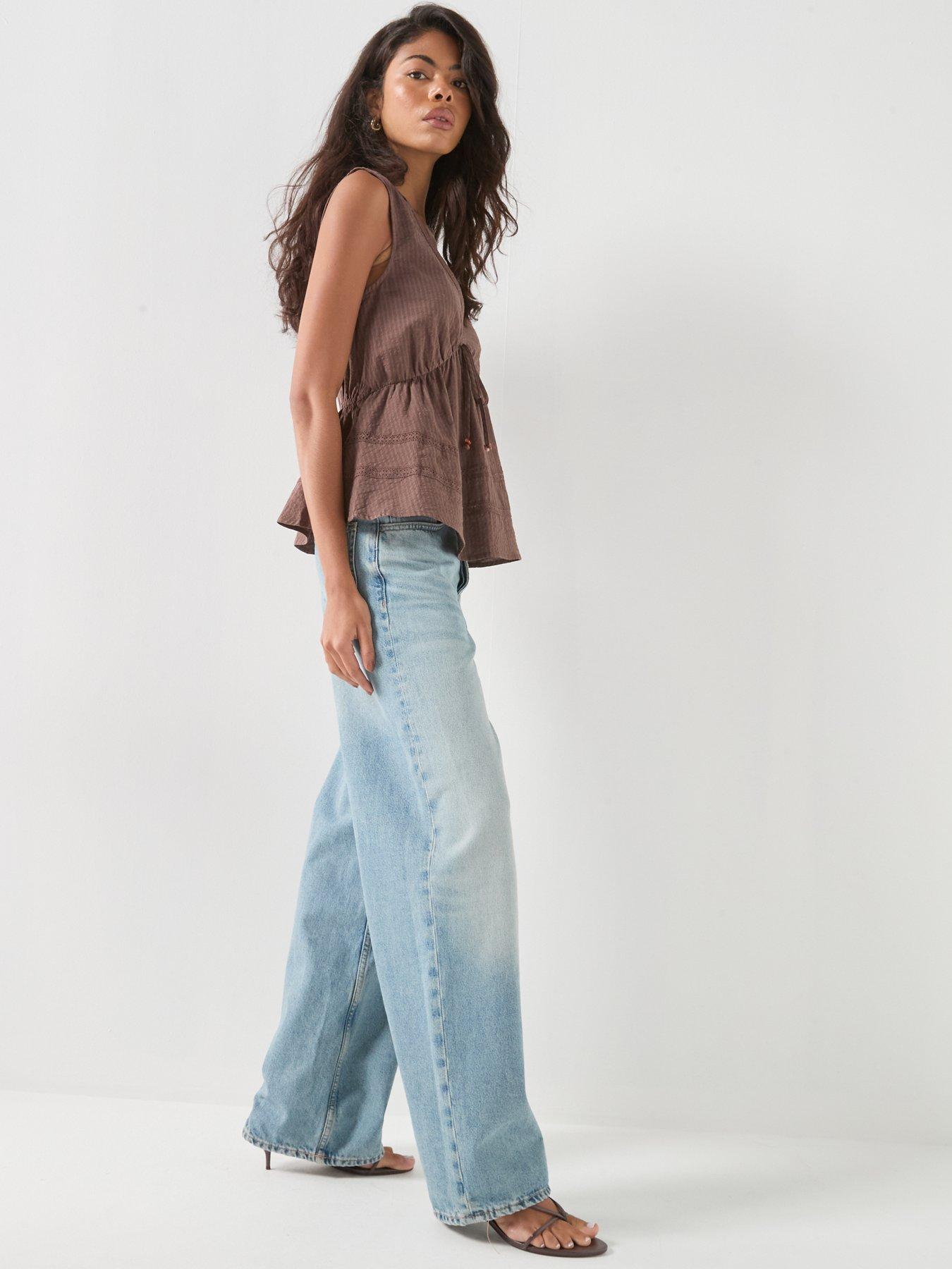 Image 3 of 5 of Only Onlnelsa S/L V String Top Wvn - Brown