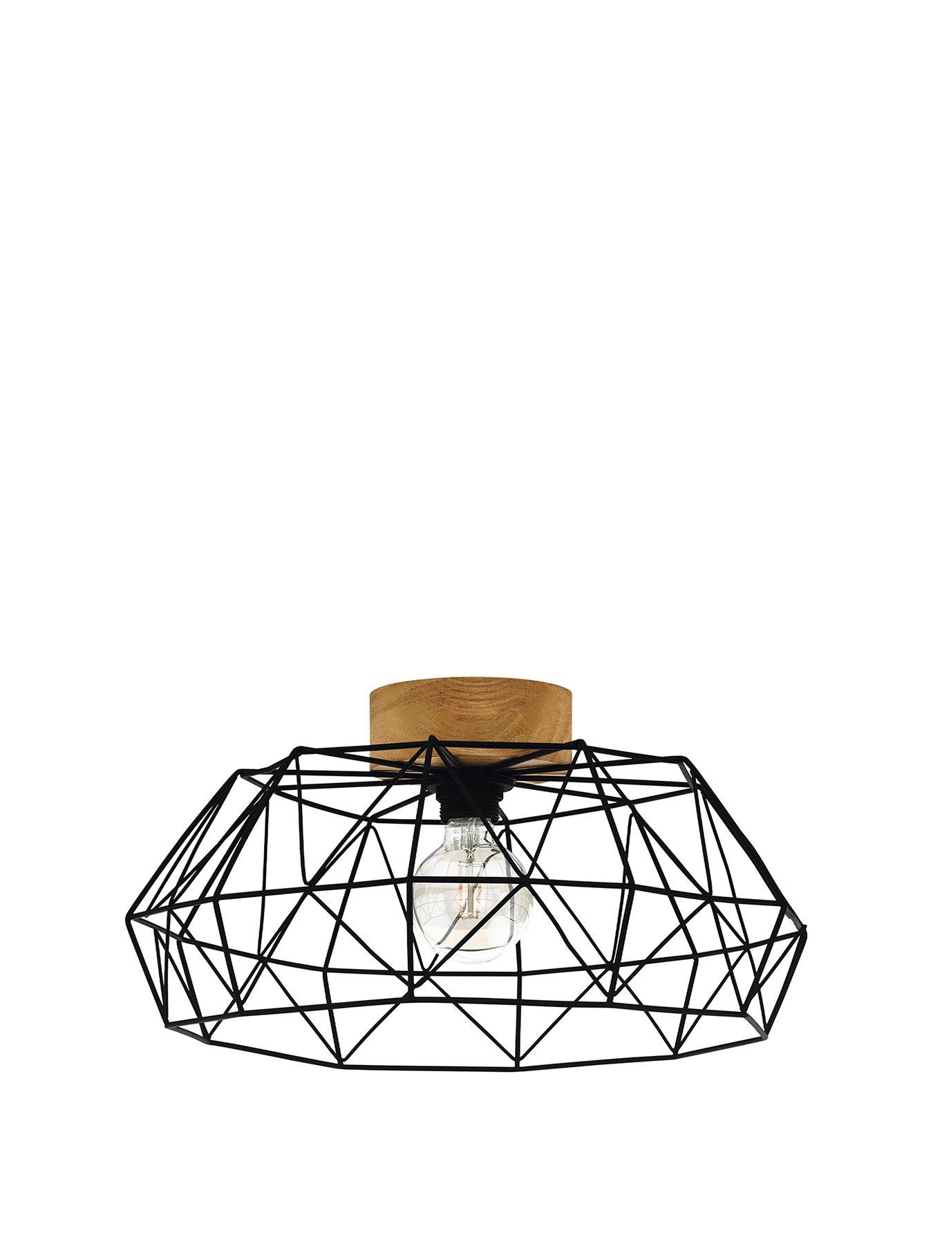 Image 2 of 4 of Eglo Padstow Black And Natural Metal/wood Ceiling Light (d) 45.5cm