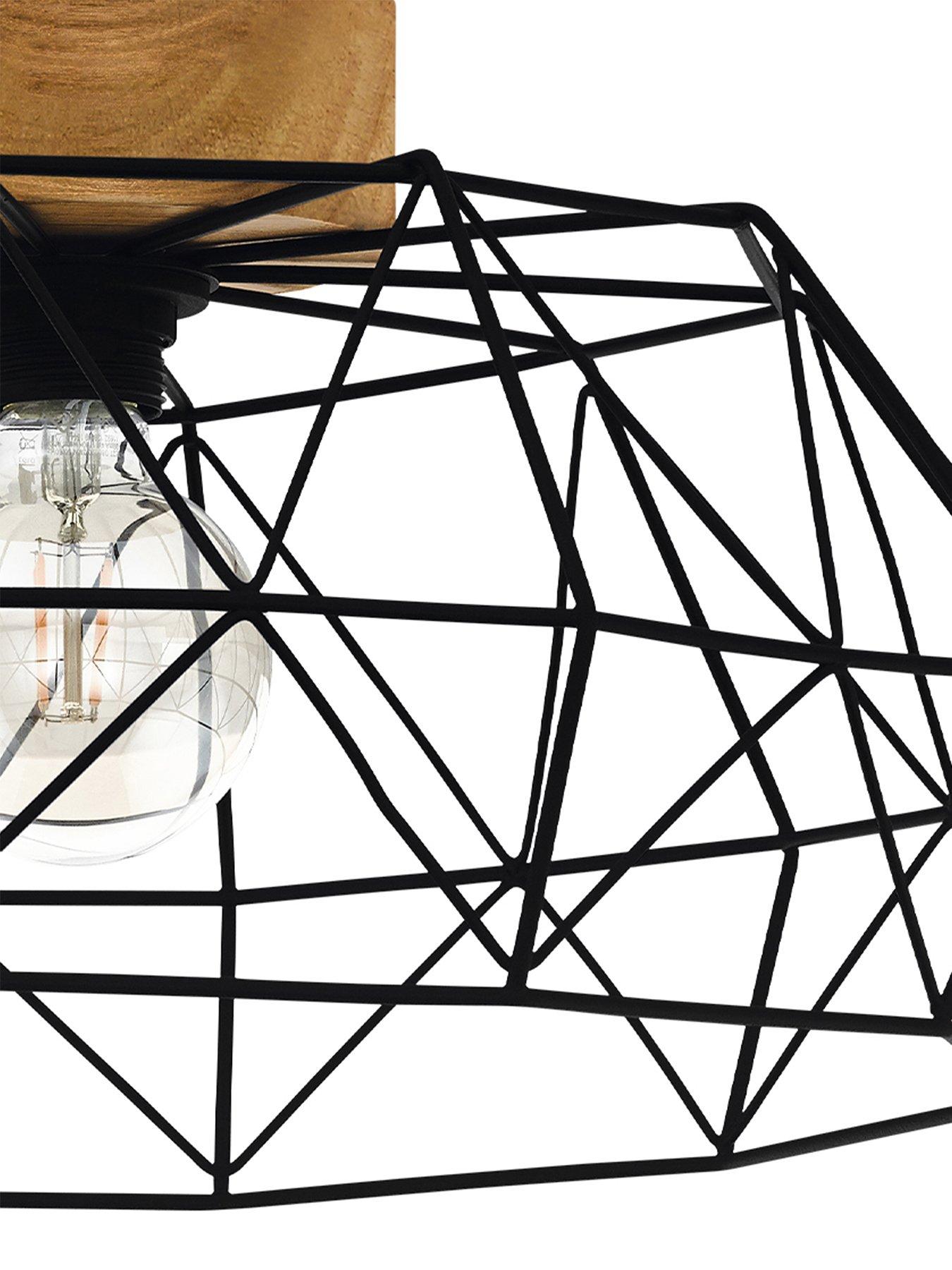 Image 3 of 4 of Eglo Padstow Black And Natural Metal/wood Ceiling Light (d) 45.5cm