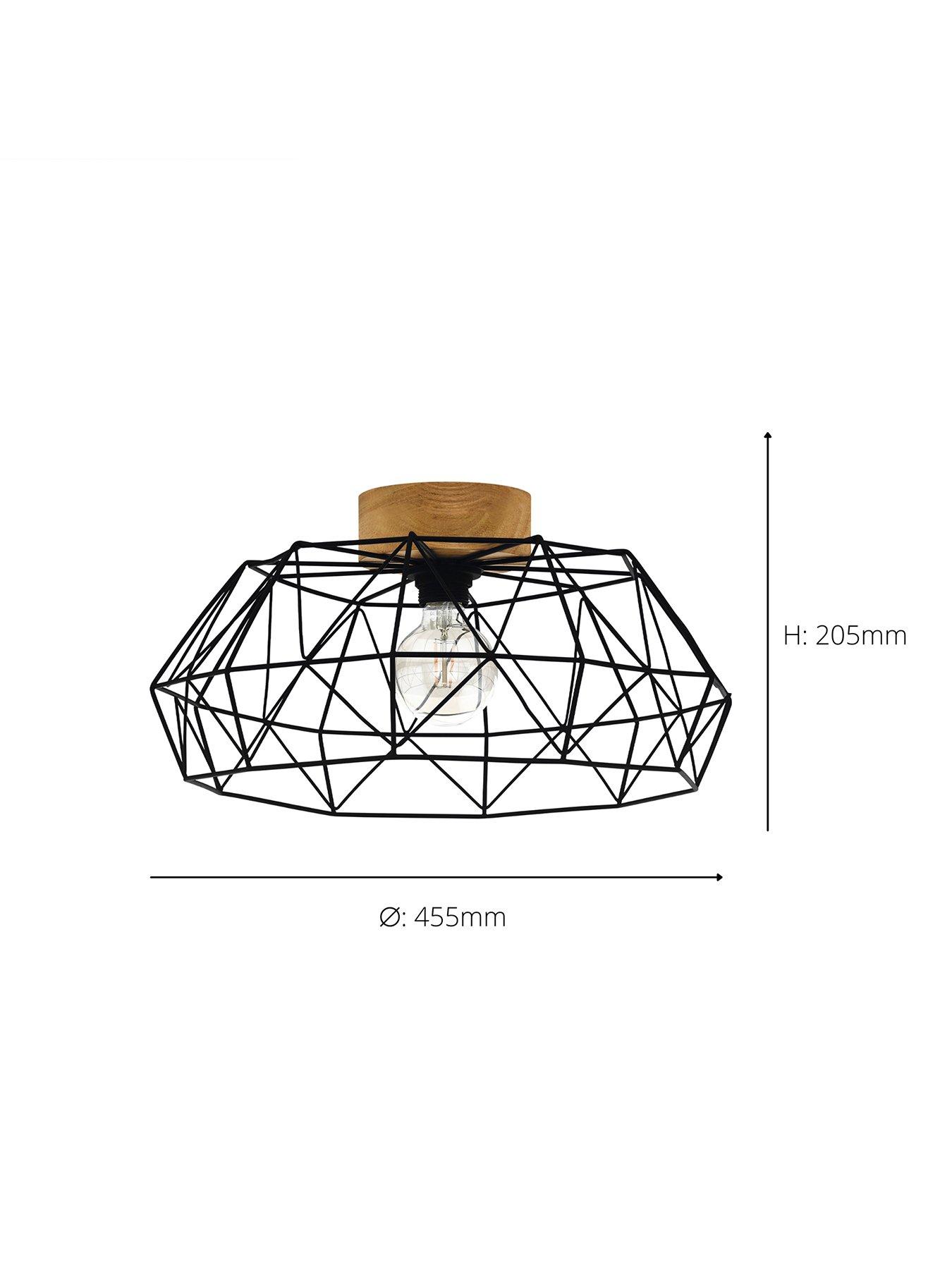 Image 4 of 4 of Eglo Padstow Black And Natural Metal/wood Ceiling Light (d) 45.5cm