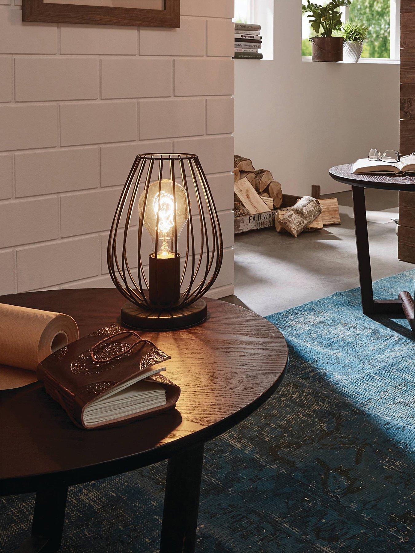 Eglo Newtown 1-light Vintage Table Lamp With Black Caged Shade