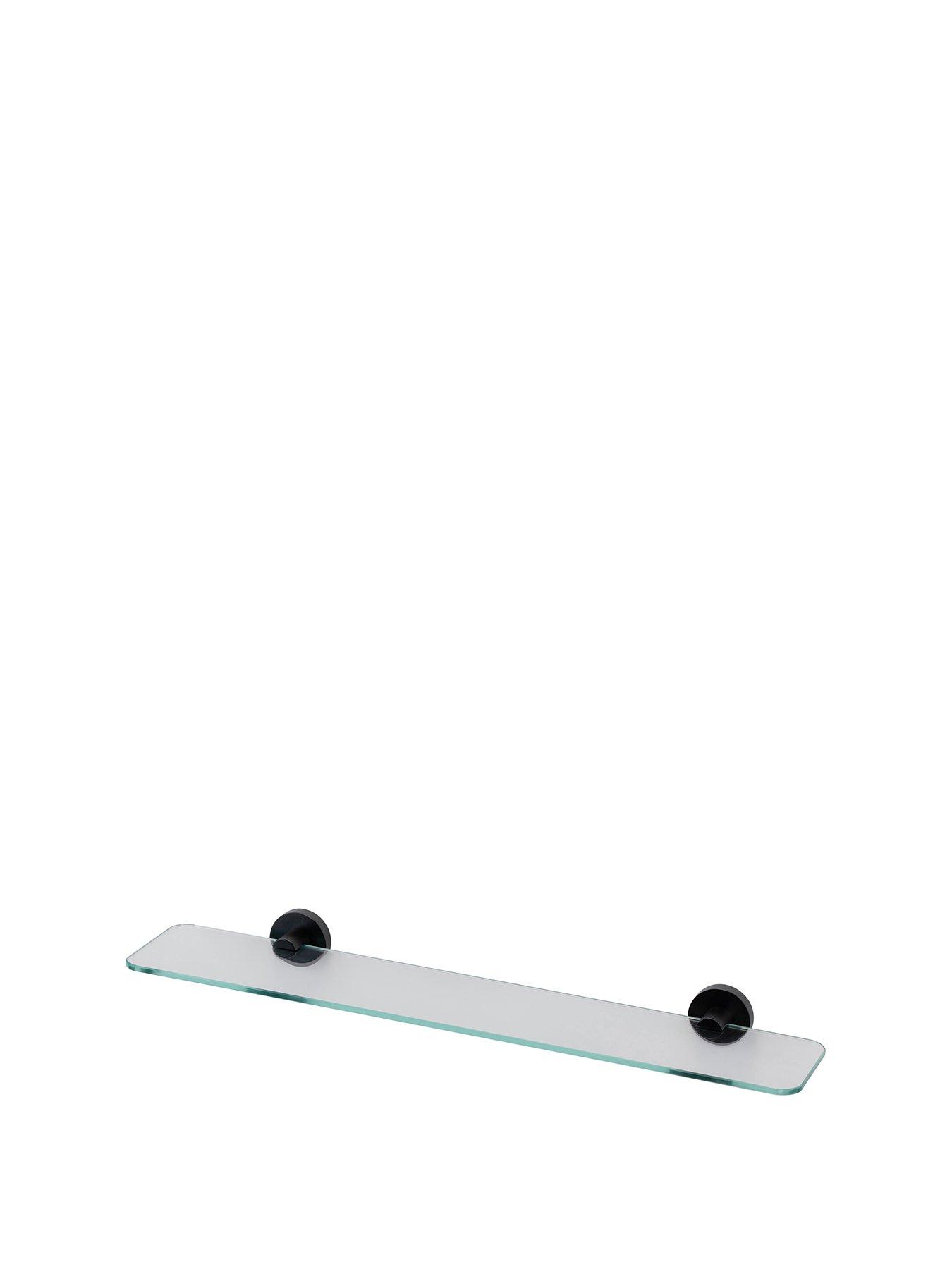 stillFront image of croydex-metra-glass-shelf-with-matt-black-flexi-fix-brackets
