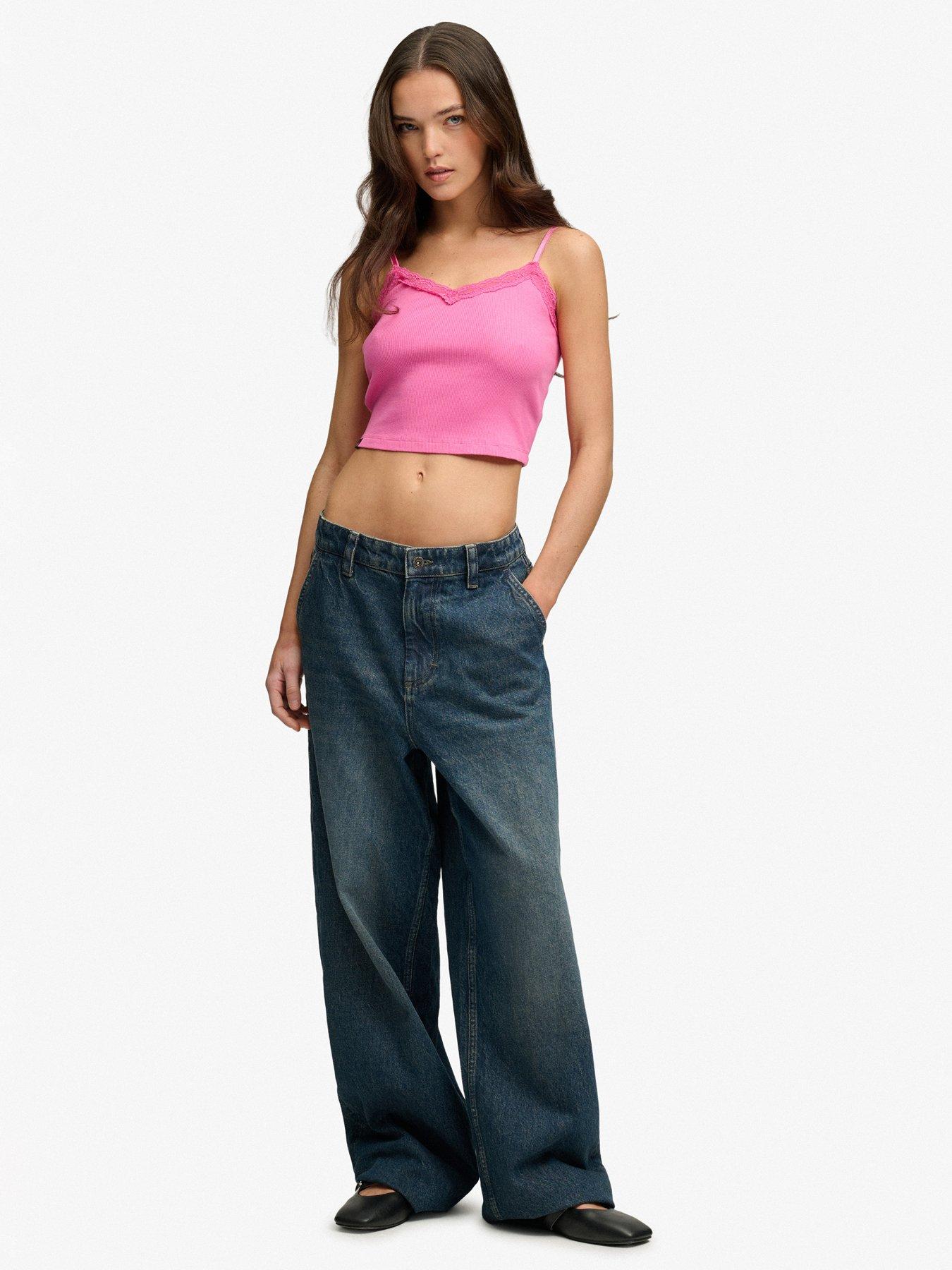 Image 3 of 6 of Superdry Essential Lace Trim Crop Cami