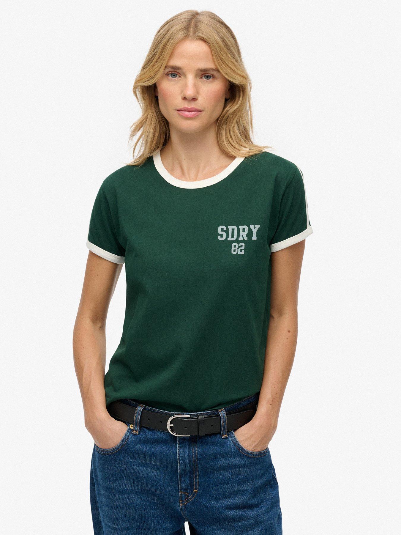  image of superdry-athletic-essentials-side-stripe-t-shirt-green