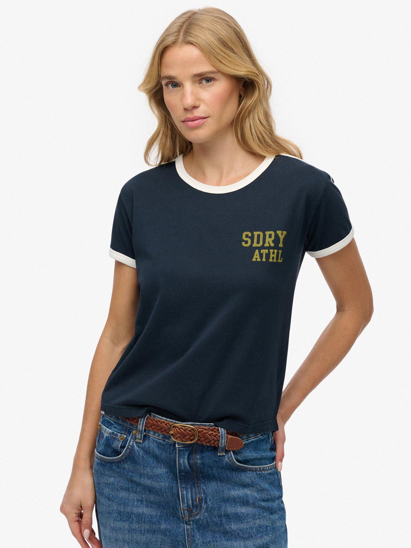 Image 1 of 4 of Superdry Athletic Essentials Side Stripe T-Shirt - Blue