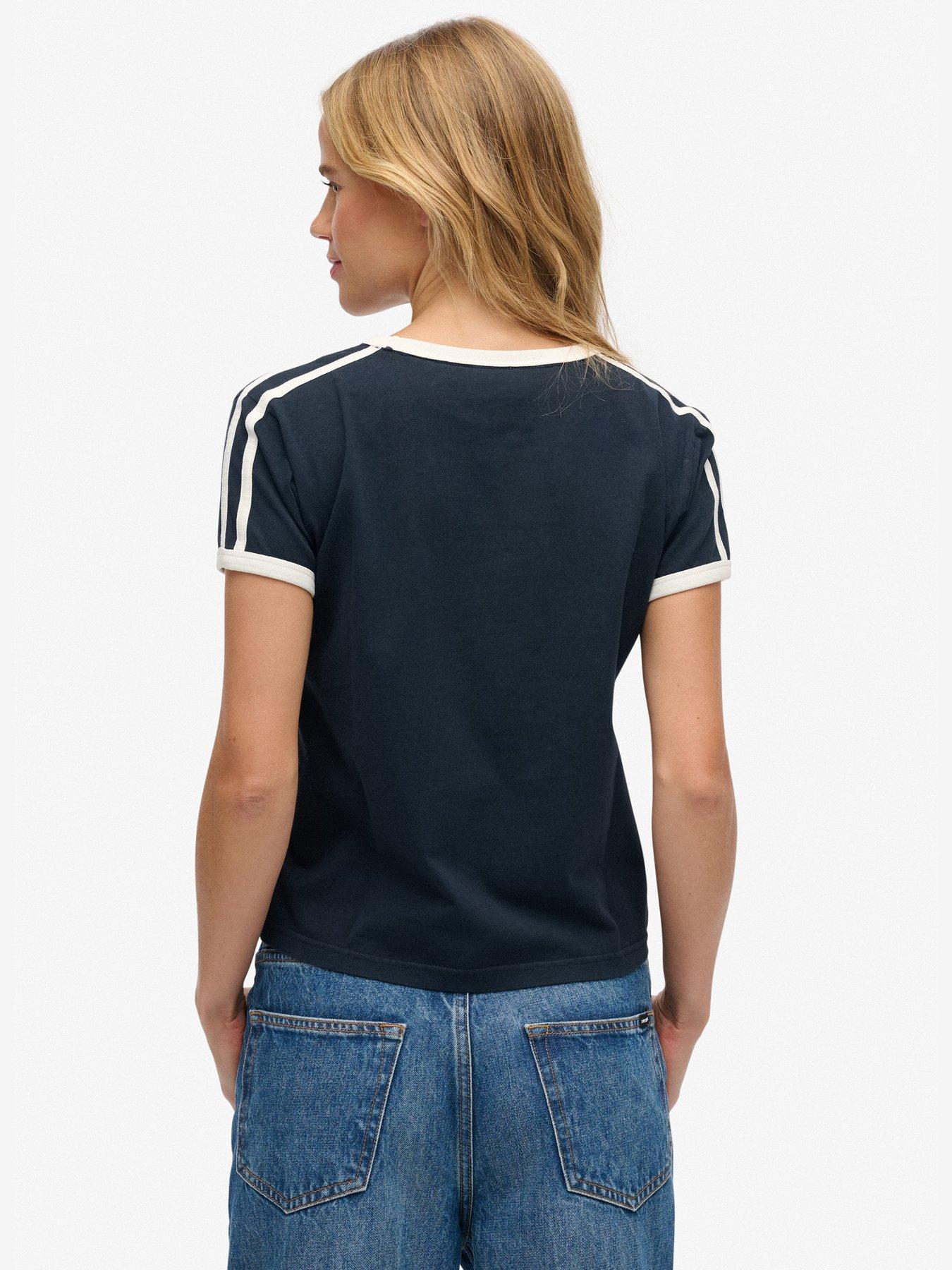 Image 2 of 4 of Superdry Athletic Essentials Side Stripe T-Shirt - Blue