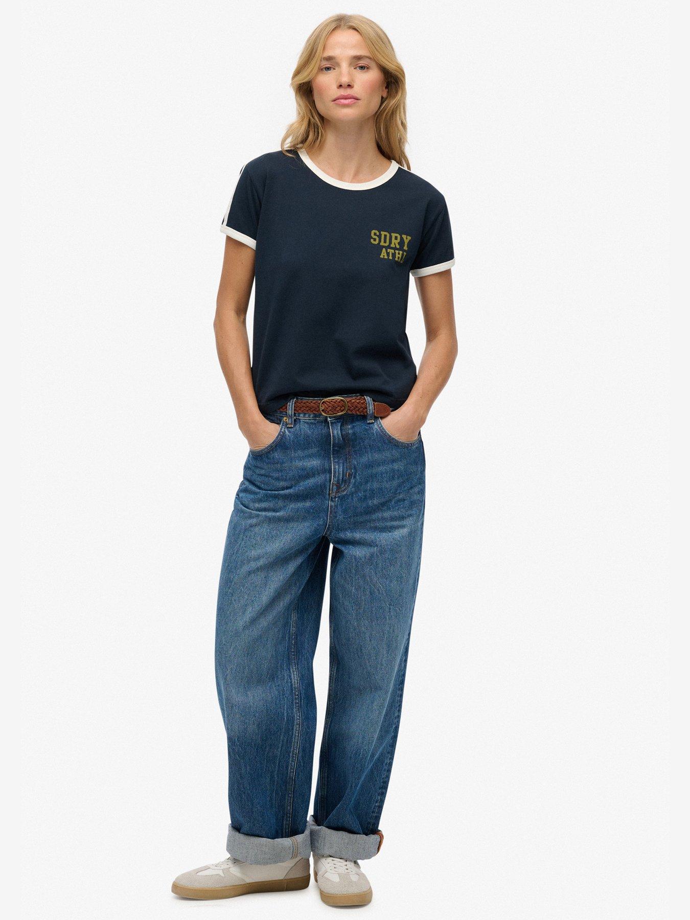 Image 3 of 4 of Superdry Athletic Essentials Side Stripe T-Shirt - Blue