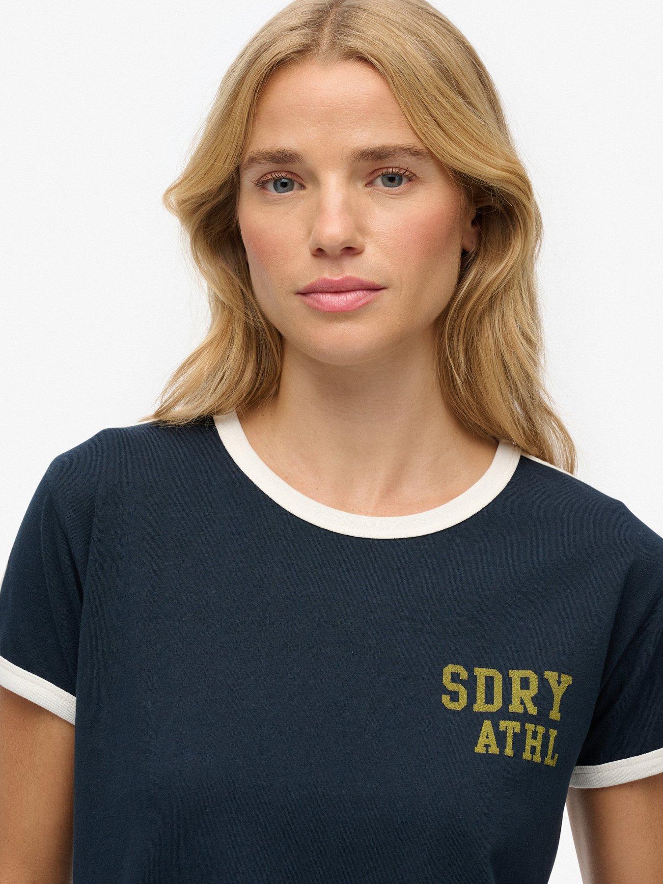 Image 4 of 4 of Superdry Athletic Essentials Side Stripe T-Shirt - Blue