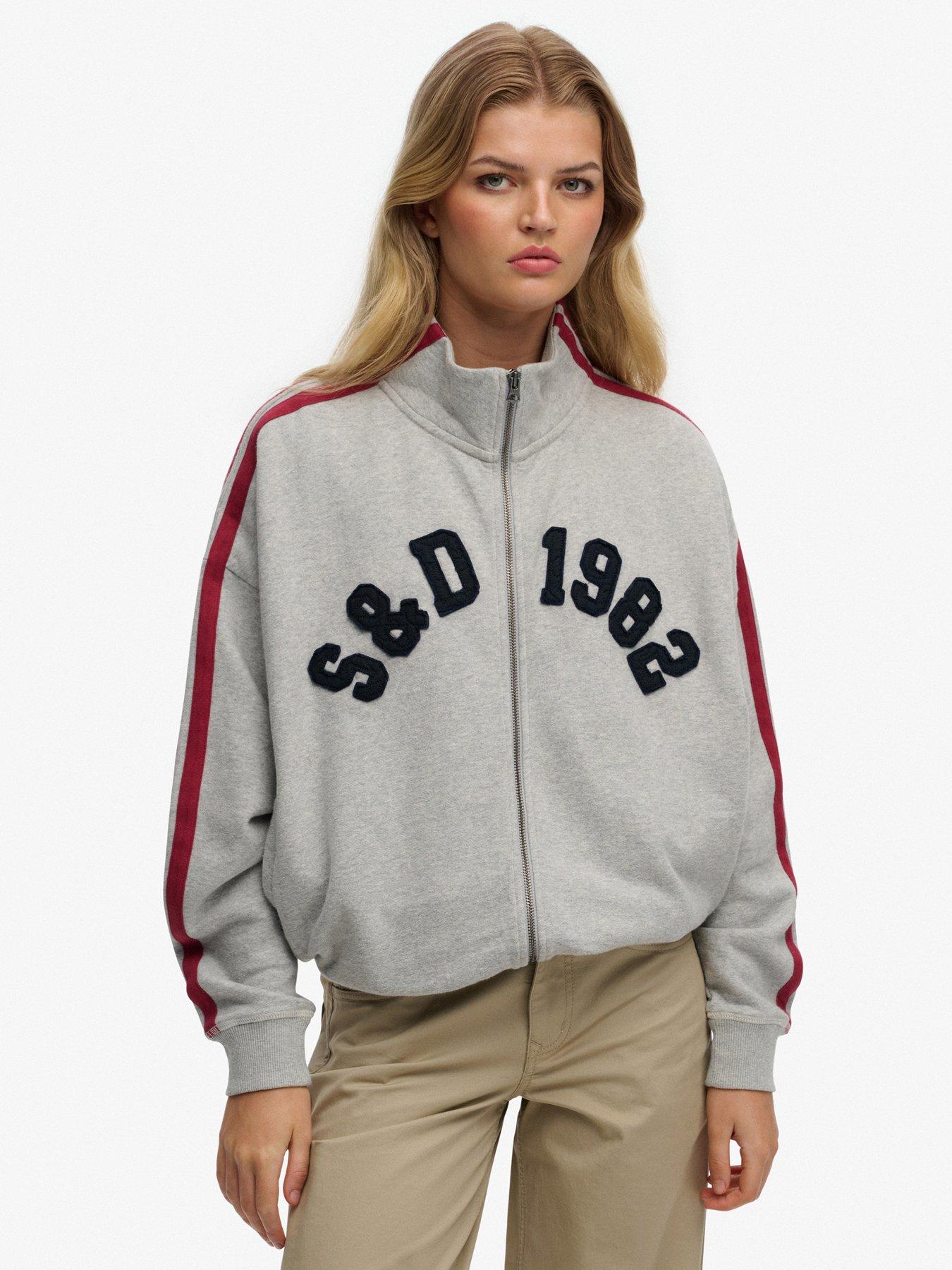 front image of superdry-athletic-essentials-applique-loose-zip-track-top-grey