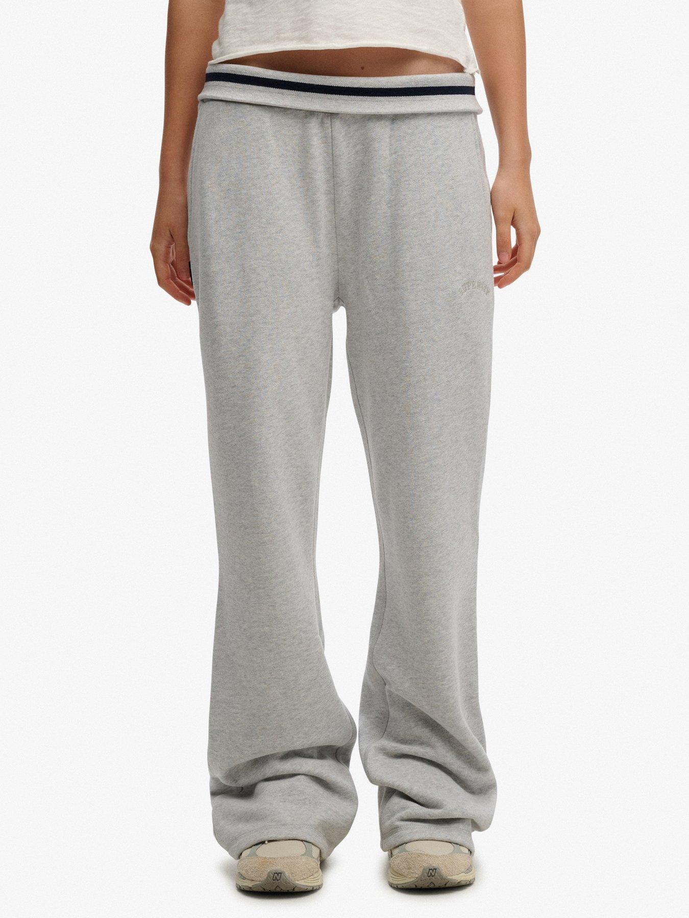  image of superdry-essential-logo-low-rise-flare-jogger-grey
