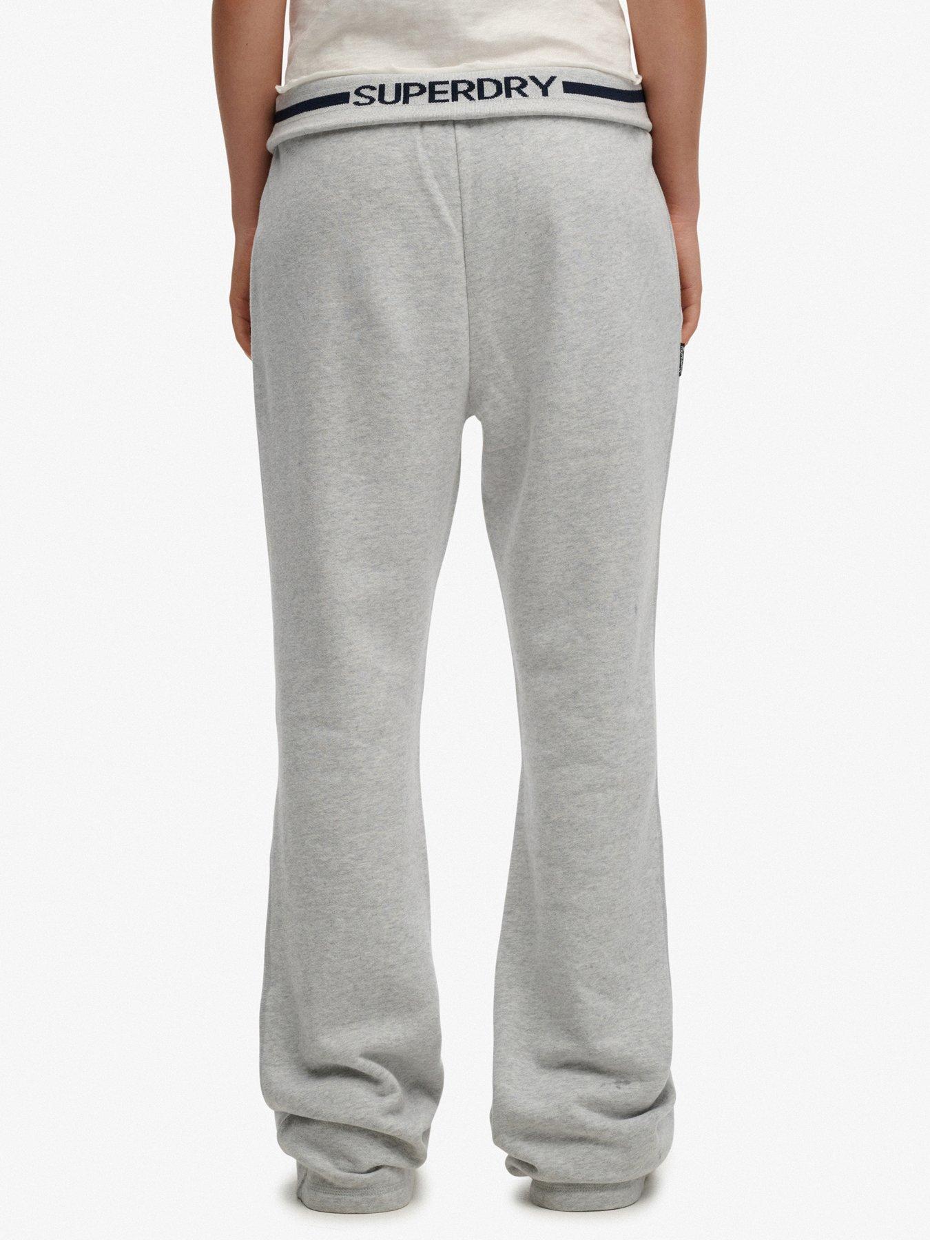  image of superdry-essential-logo-low-rise-flare-jogger-grey