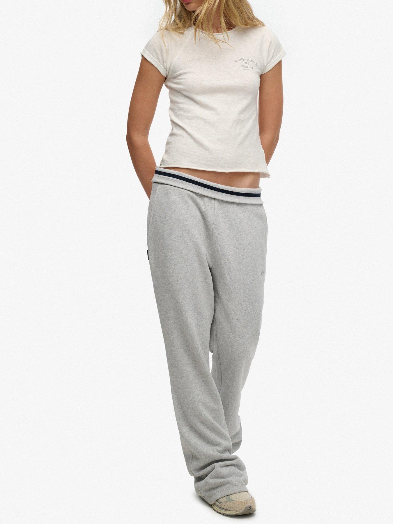  image of superdry-essential-logo-low-rise-flare-jogger-grey
