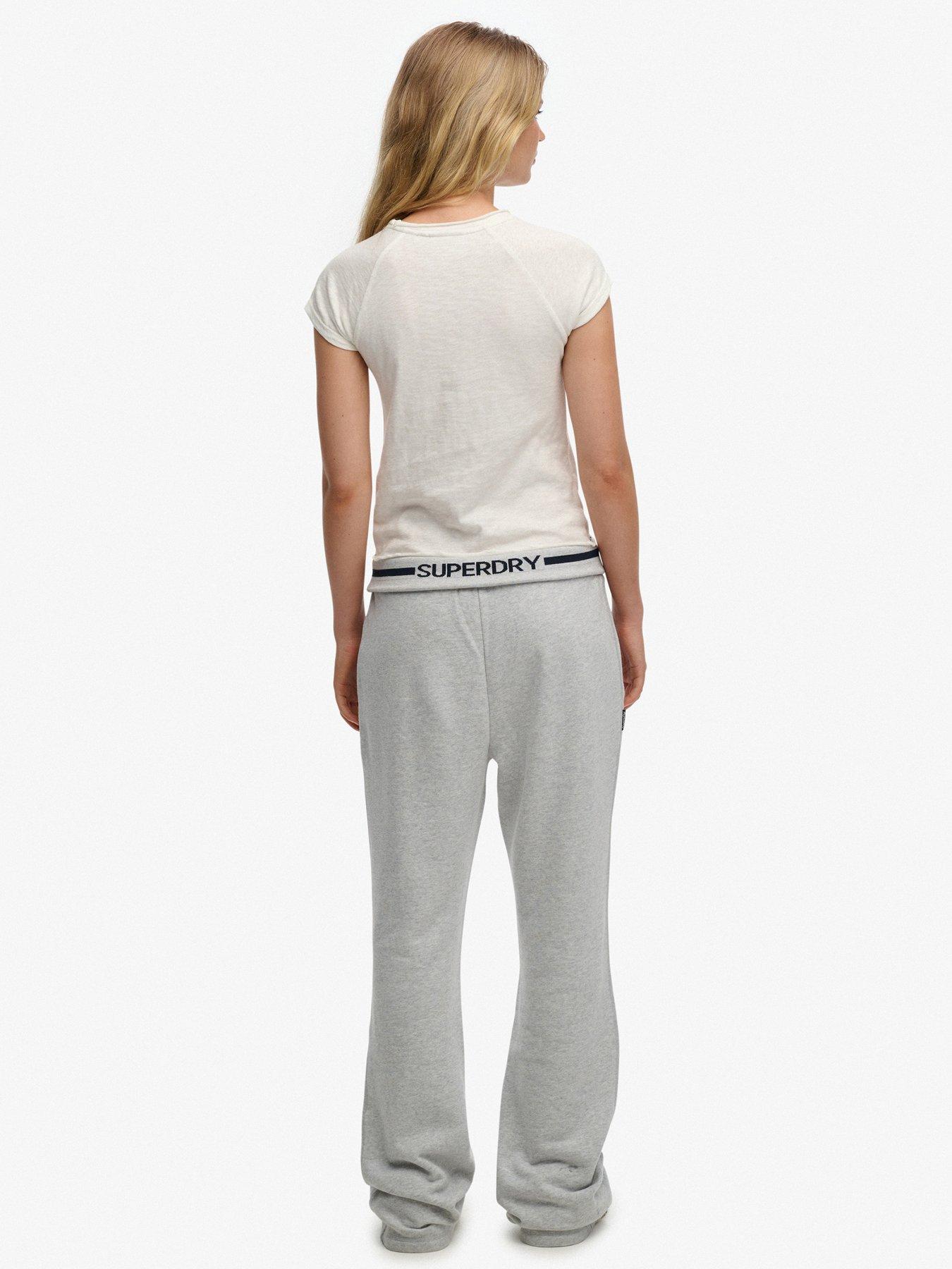  image of superdry-essential-logo-low-rise-flare-jogger-grey