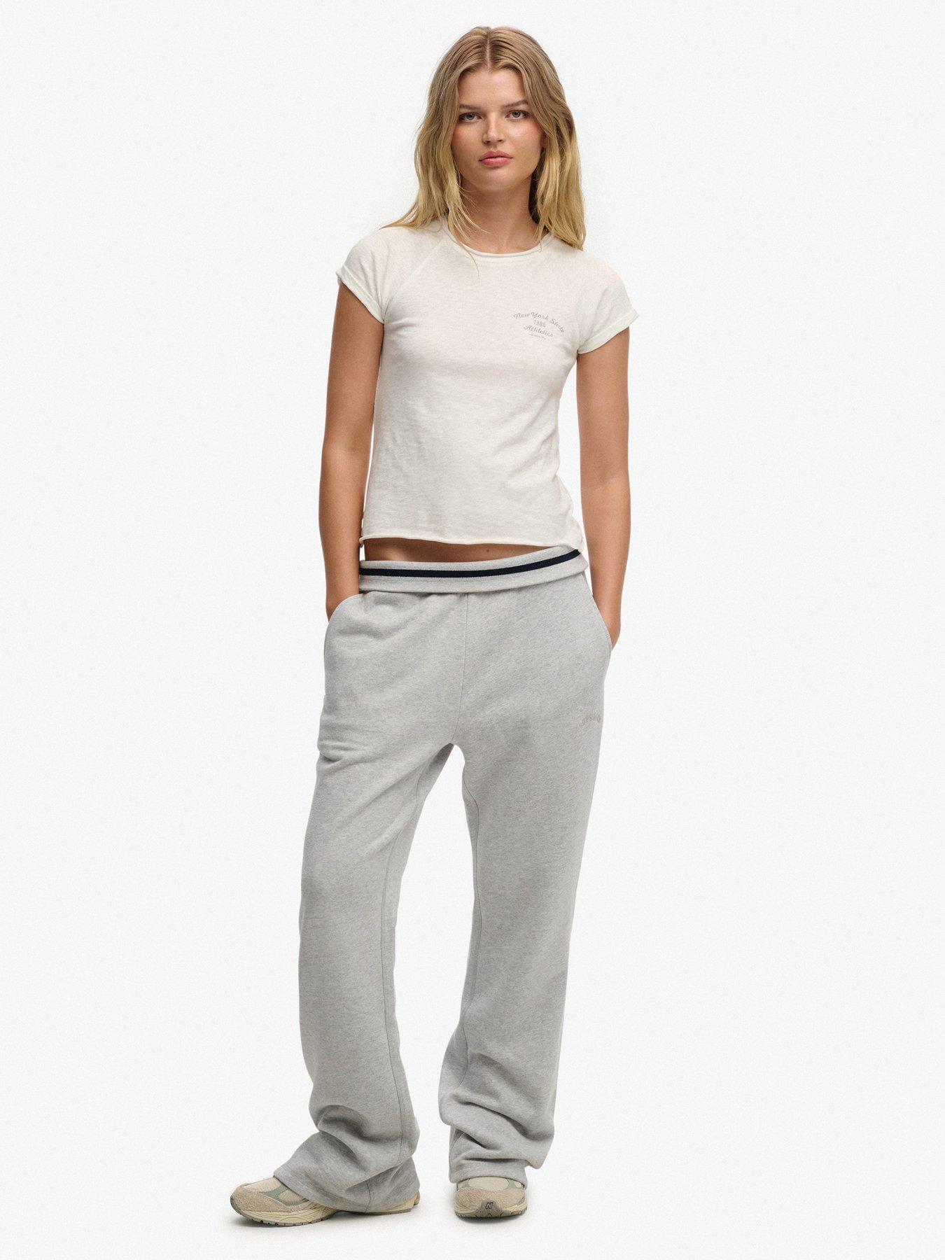  image of superdry-essential-logo-low-rise-flare-jogger-grey
