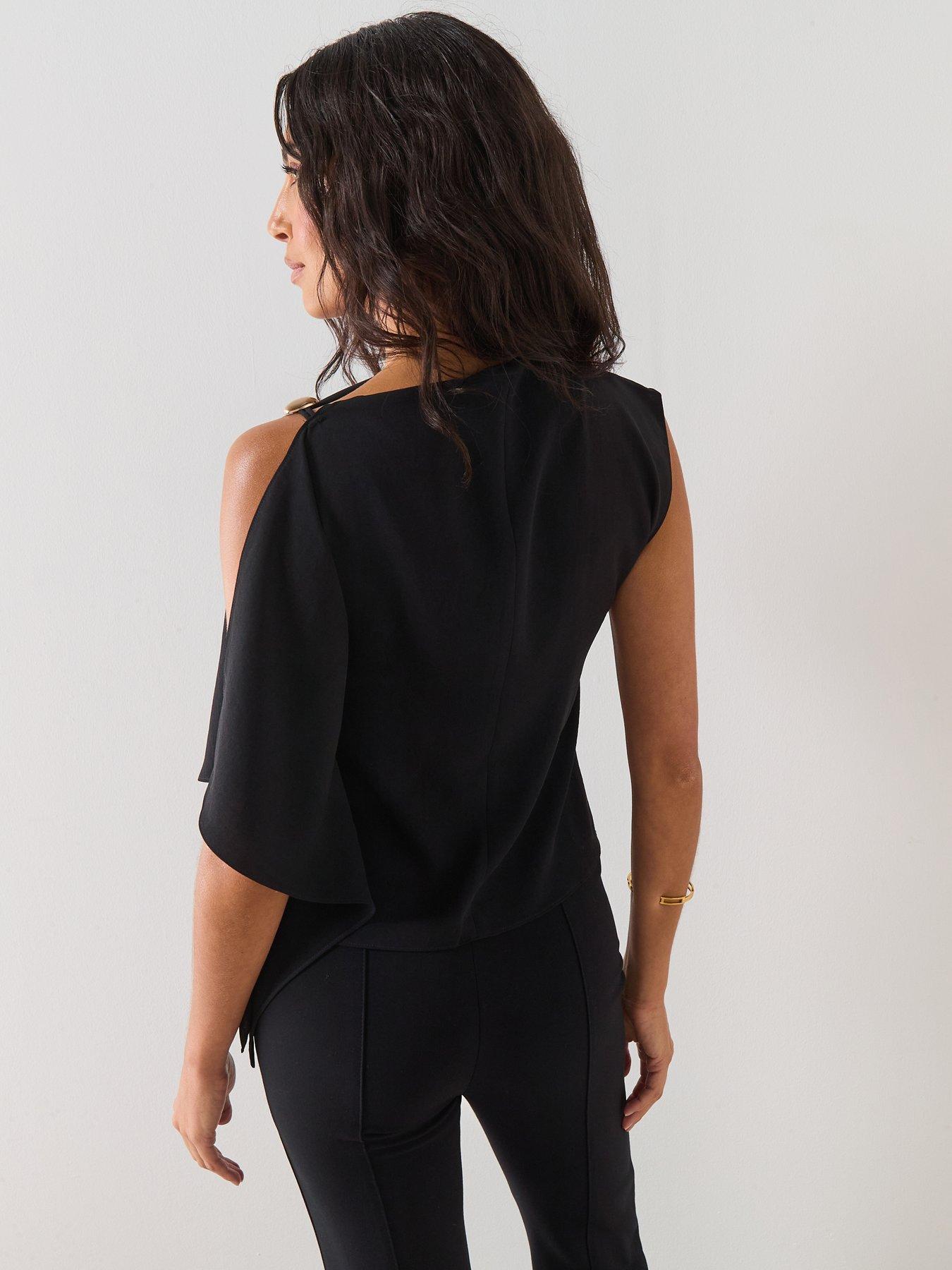 Image 2 of 6 of Mango Blouse With Asymmetrical Neckline - Black