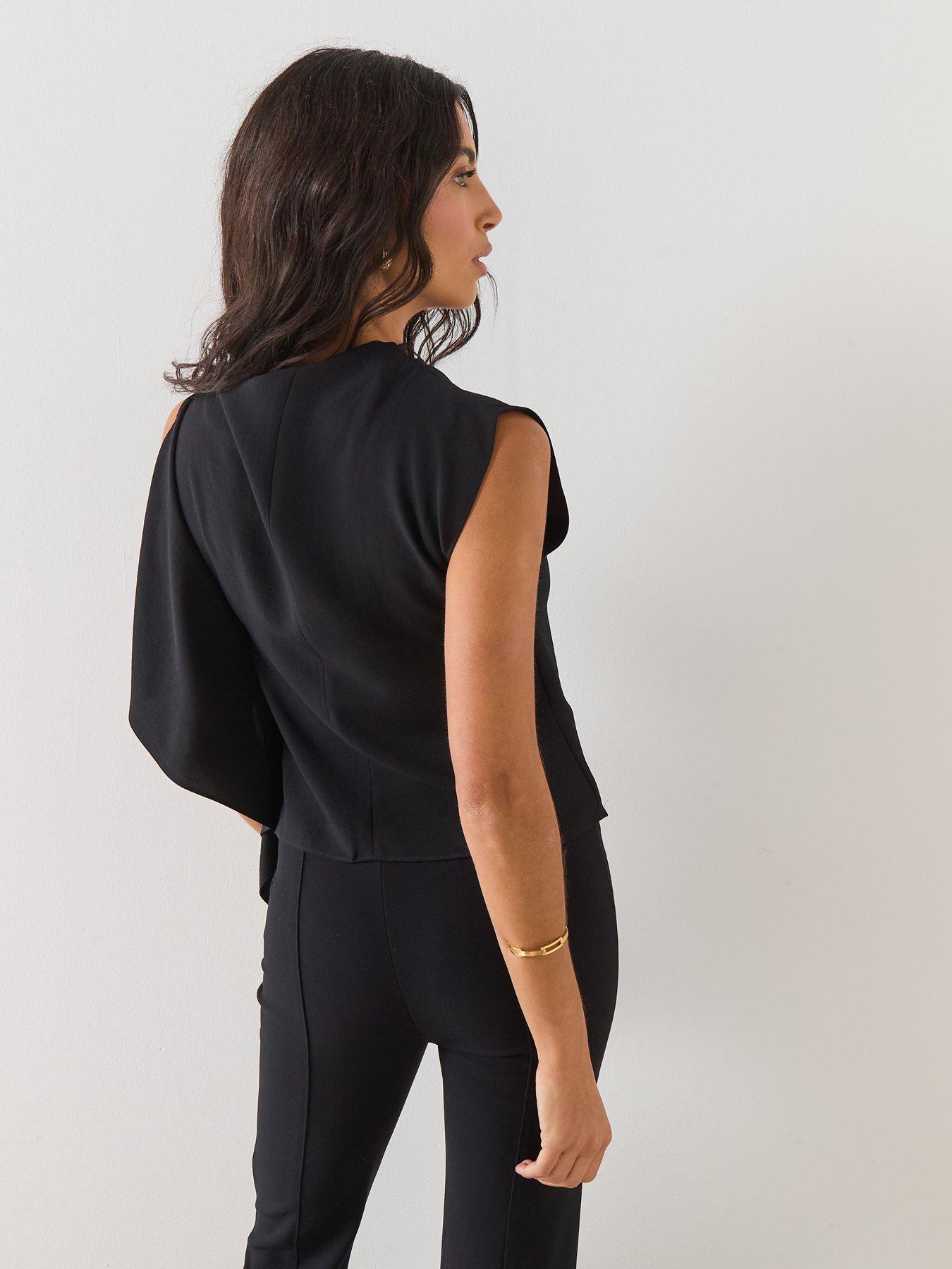  image of mango-blouse-with-asymmetrical-neckline-black