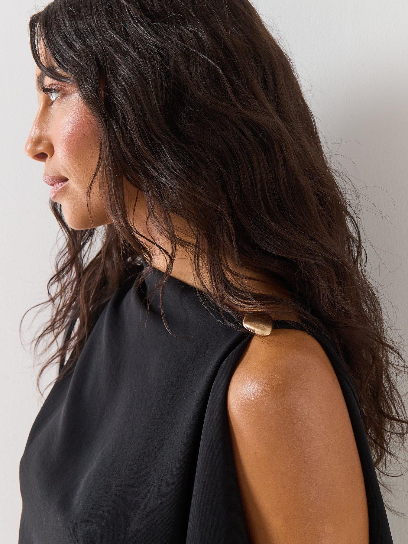  image of mango-blouse-with-asymmetrical-neckline-black