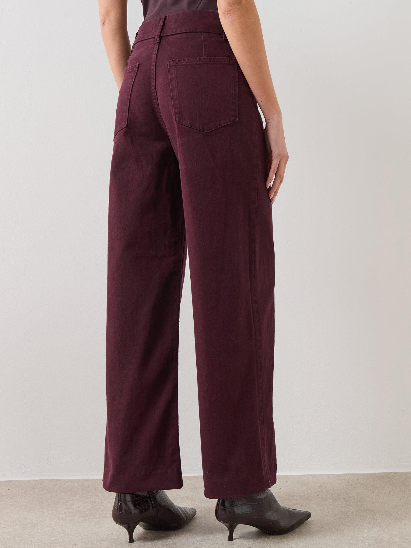 image of mango-high-waisted-wide-leg-jeans-with-stitch-front-detail-red