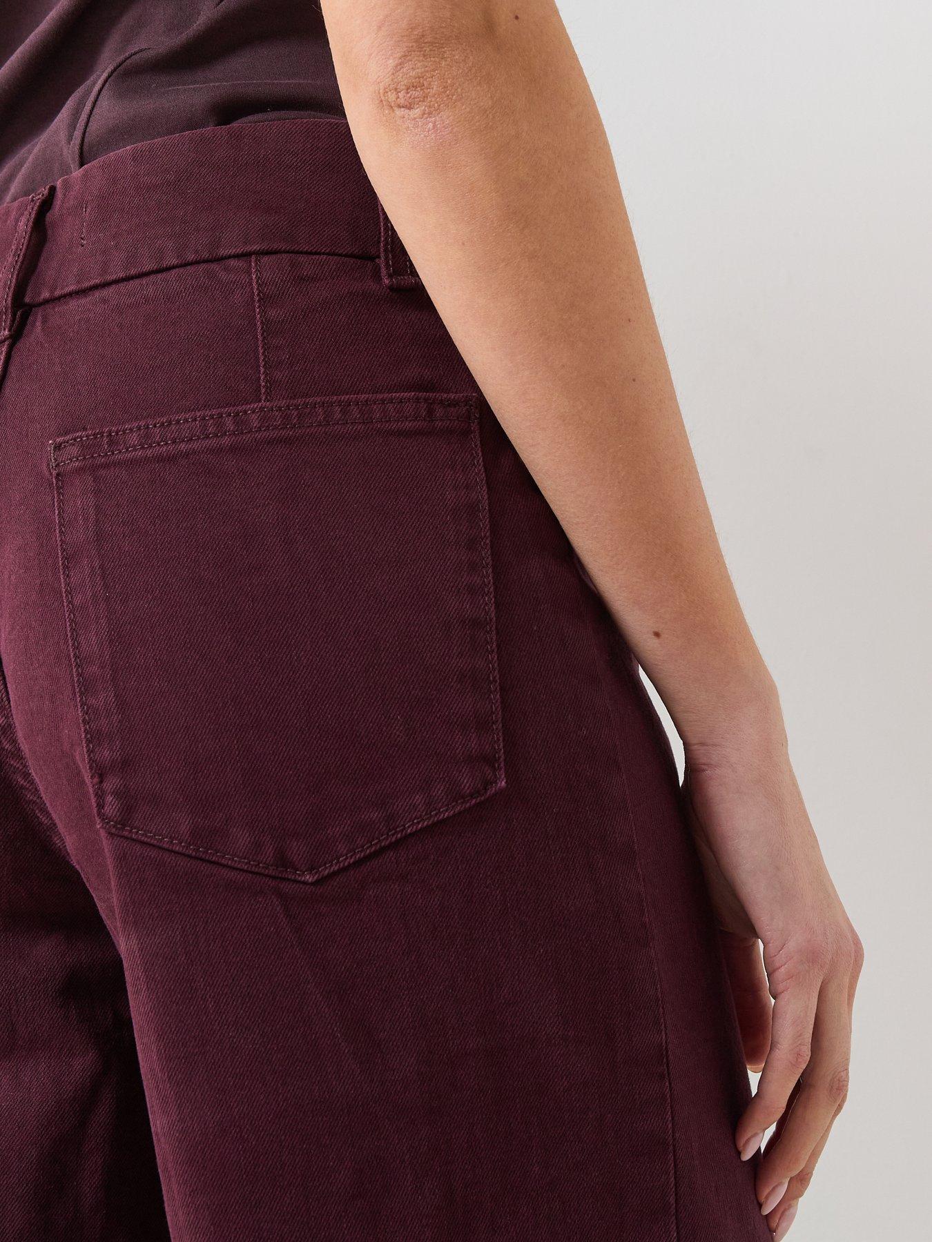  image of mango-high-waisted-wide-leg-jeans-with-stitch-front-detail-red