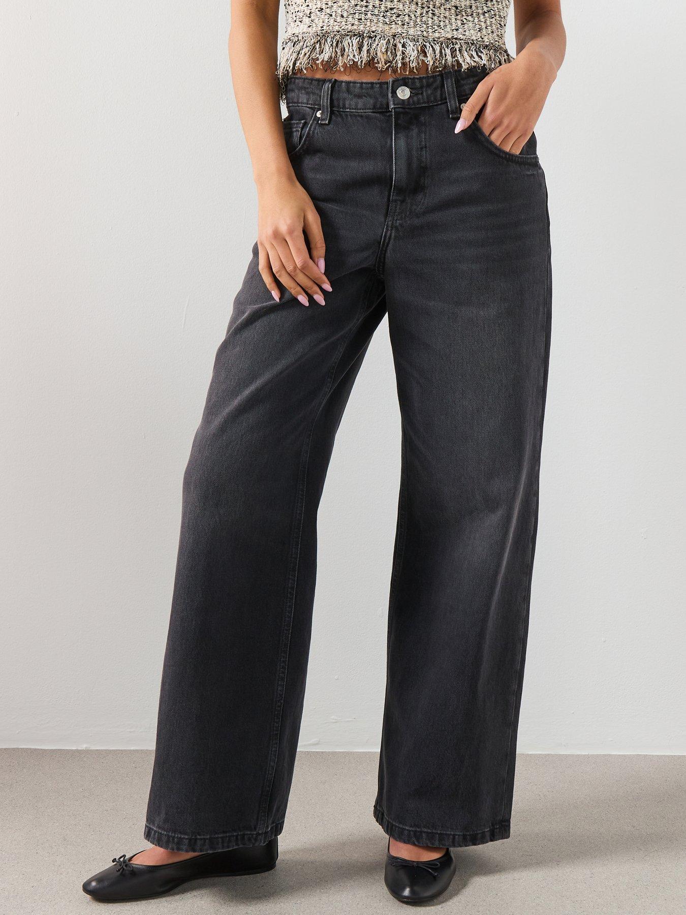Mango Mid-Rise Straight Jeans - Black