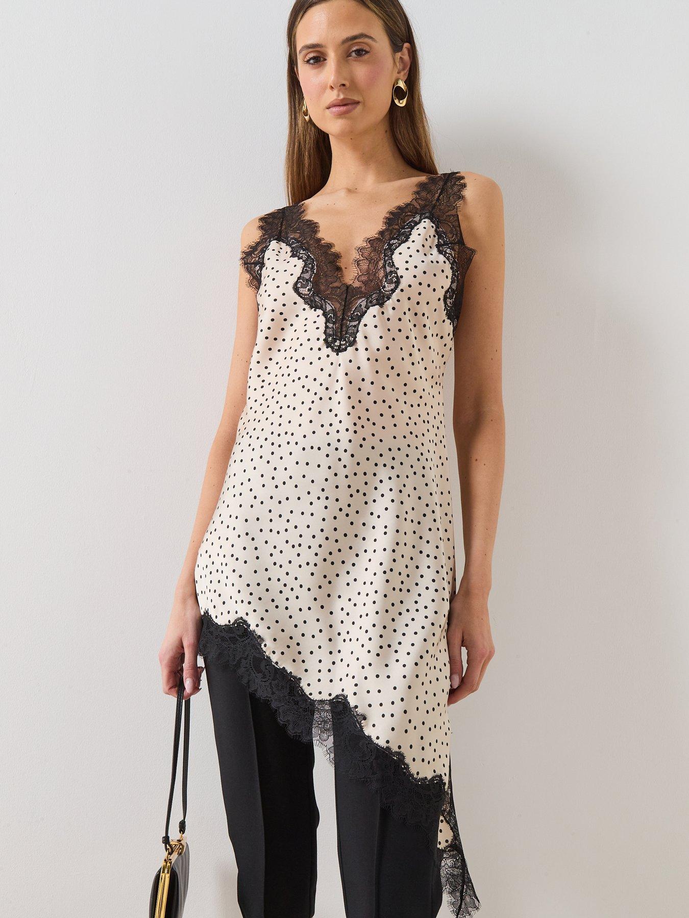 Image 1 of 6 of Mango Polka Dots Lace Top - Beige