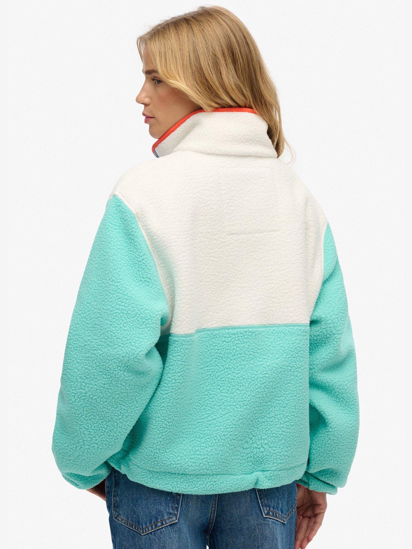 image of superdry-colour-block-fleece-pull-over-green