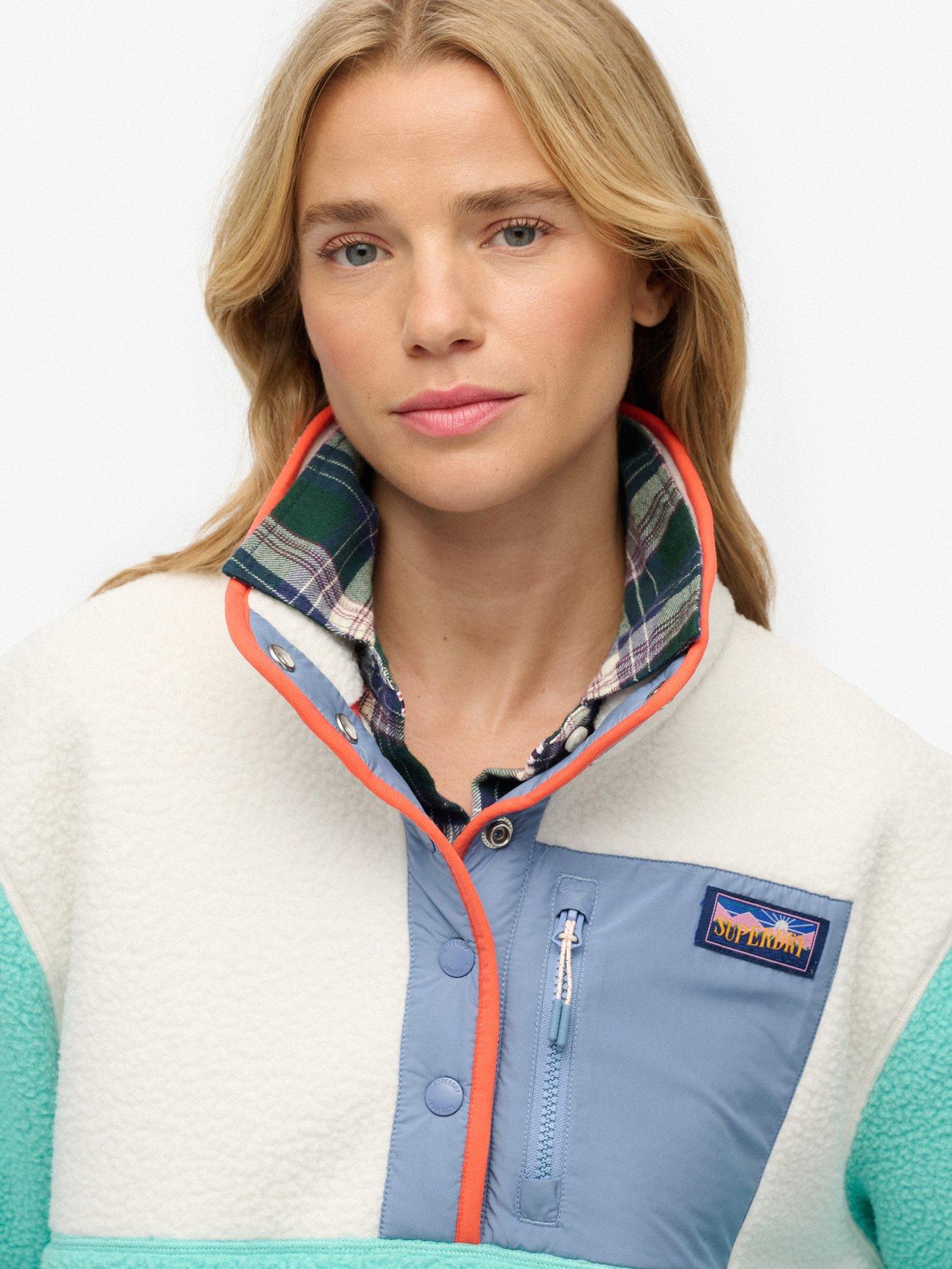  image of superdry-colour-block-fleece-pull-over-green