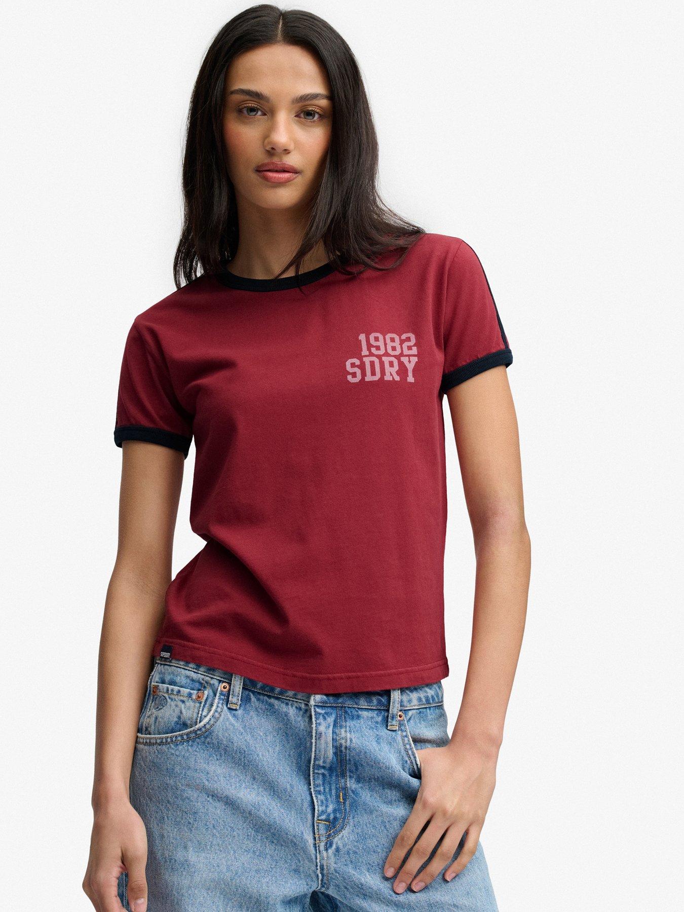 front image of superdry-athletic-essentials-t-shirt-red