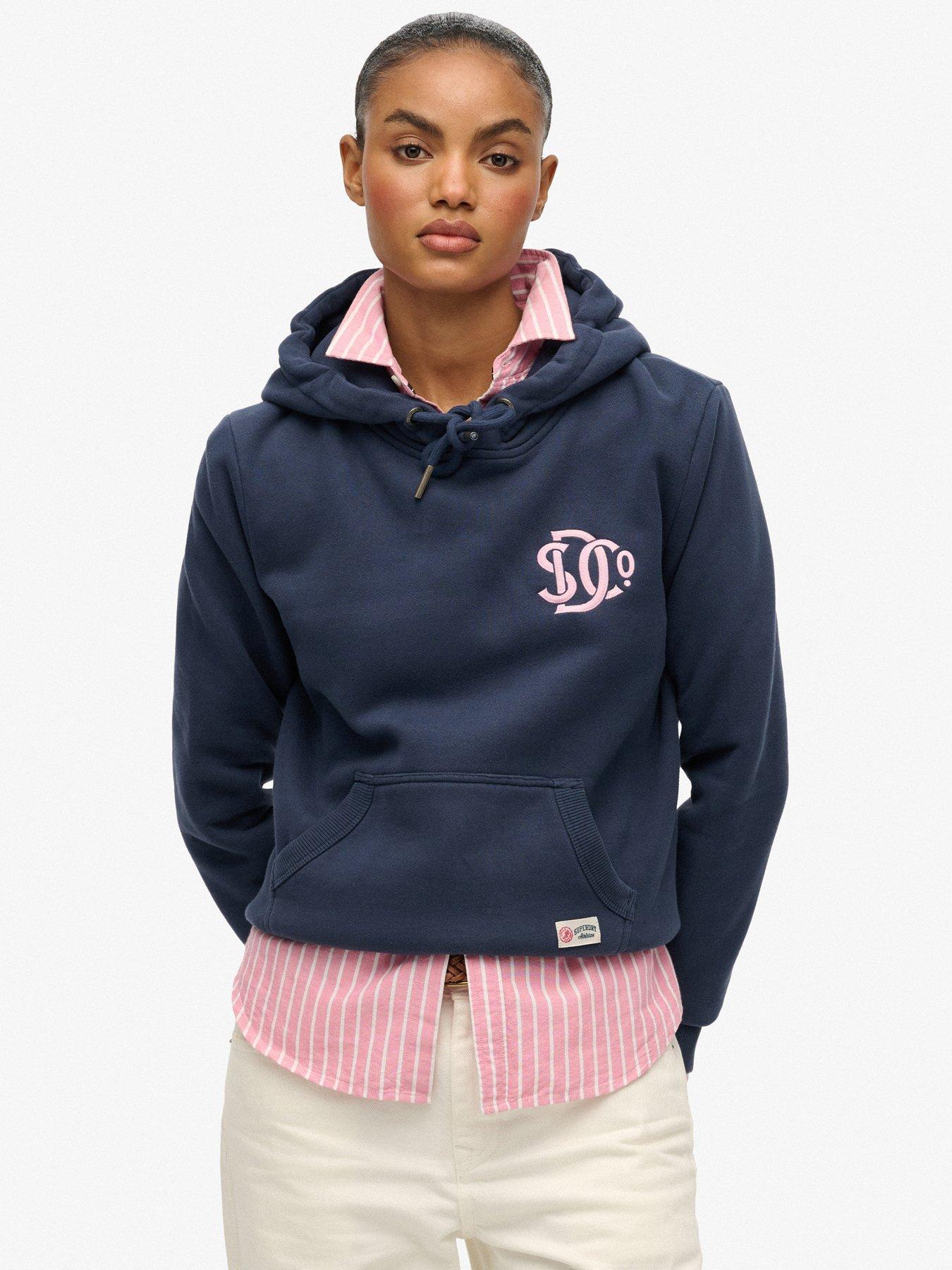 front image of superdry-sdampco-hoodie-blue