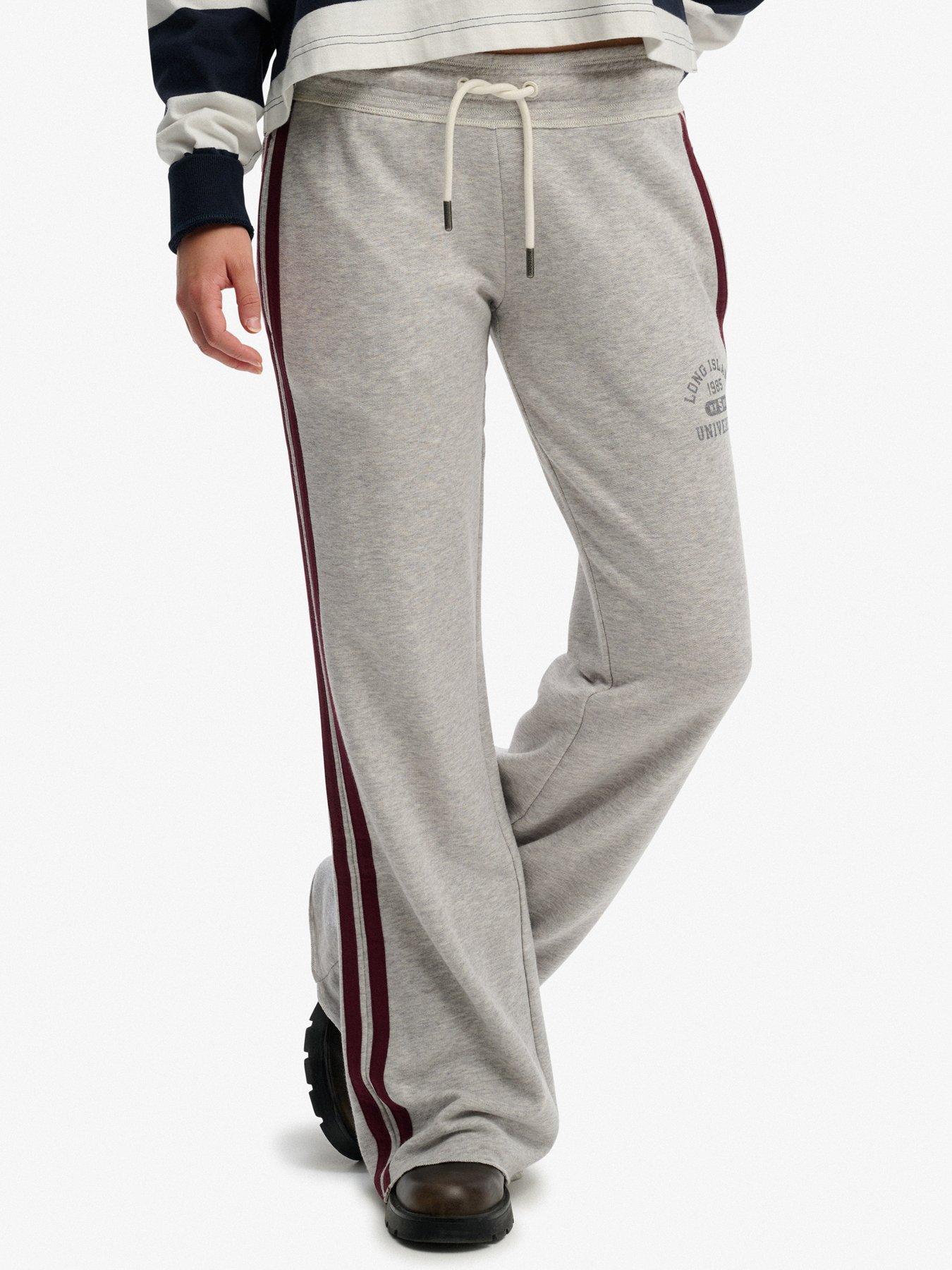Image 1 of 6 of Superdry Athletic Essentials Stripe Flare Joggers - Grey