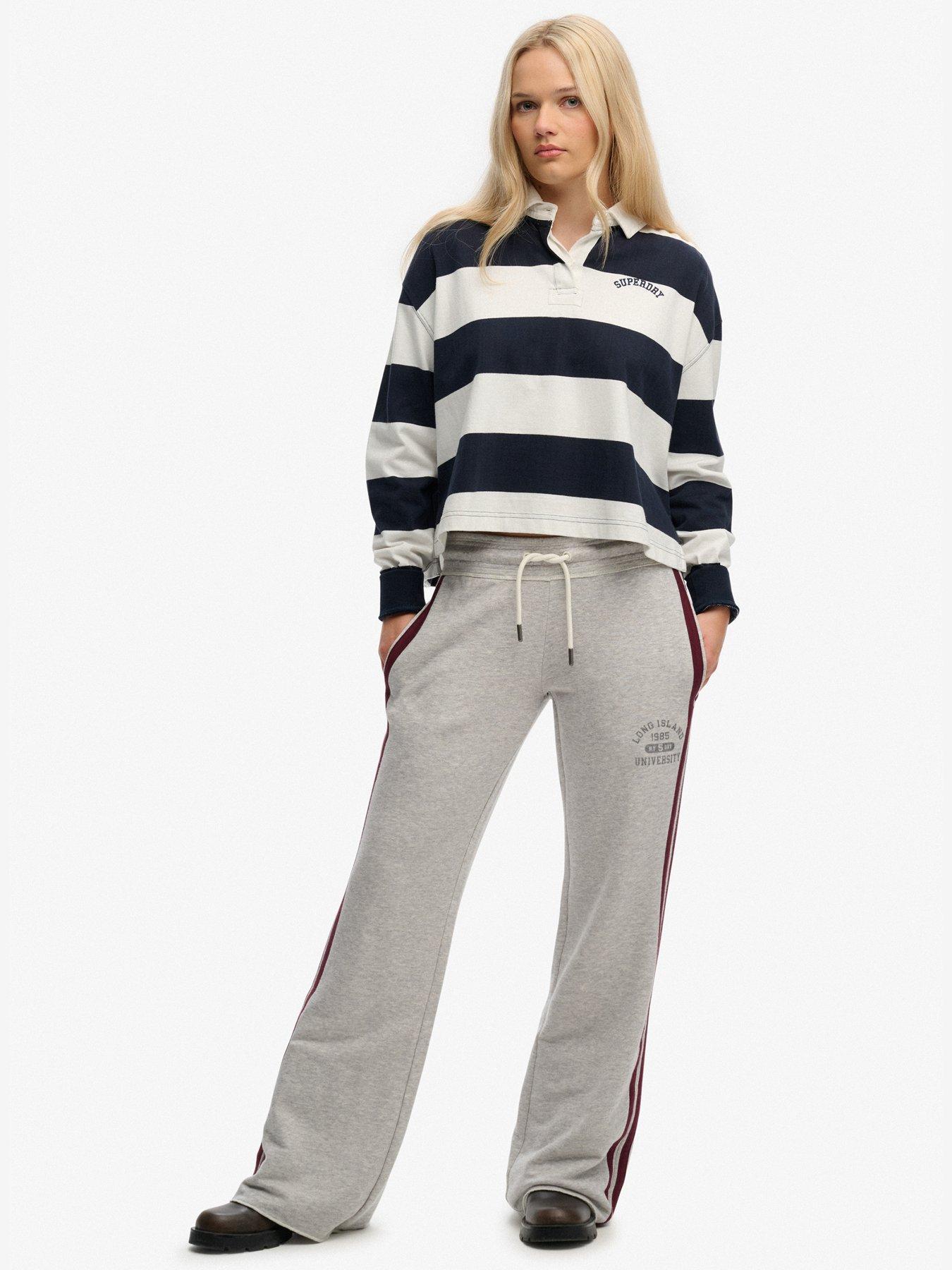 Image 3 of 6 of Superdry Athletic Essentials Stripe Flare Joggers - Grey
