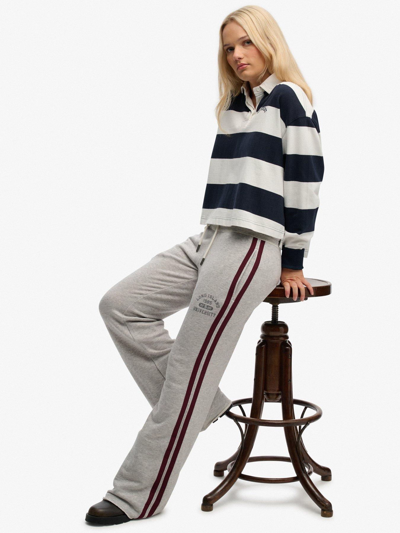 Image 4 of 6 of Superdry Athletic Essentials Stripe Flare Joggers - Grey