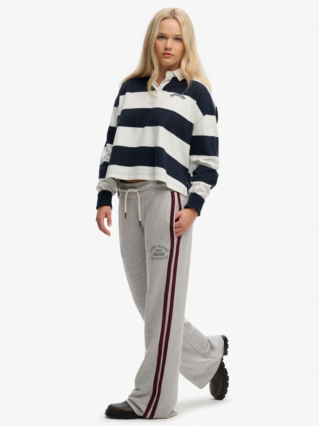Image 5 of 6 of Superdry Athletic Essentials Stripe Flare Joggers - Grey