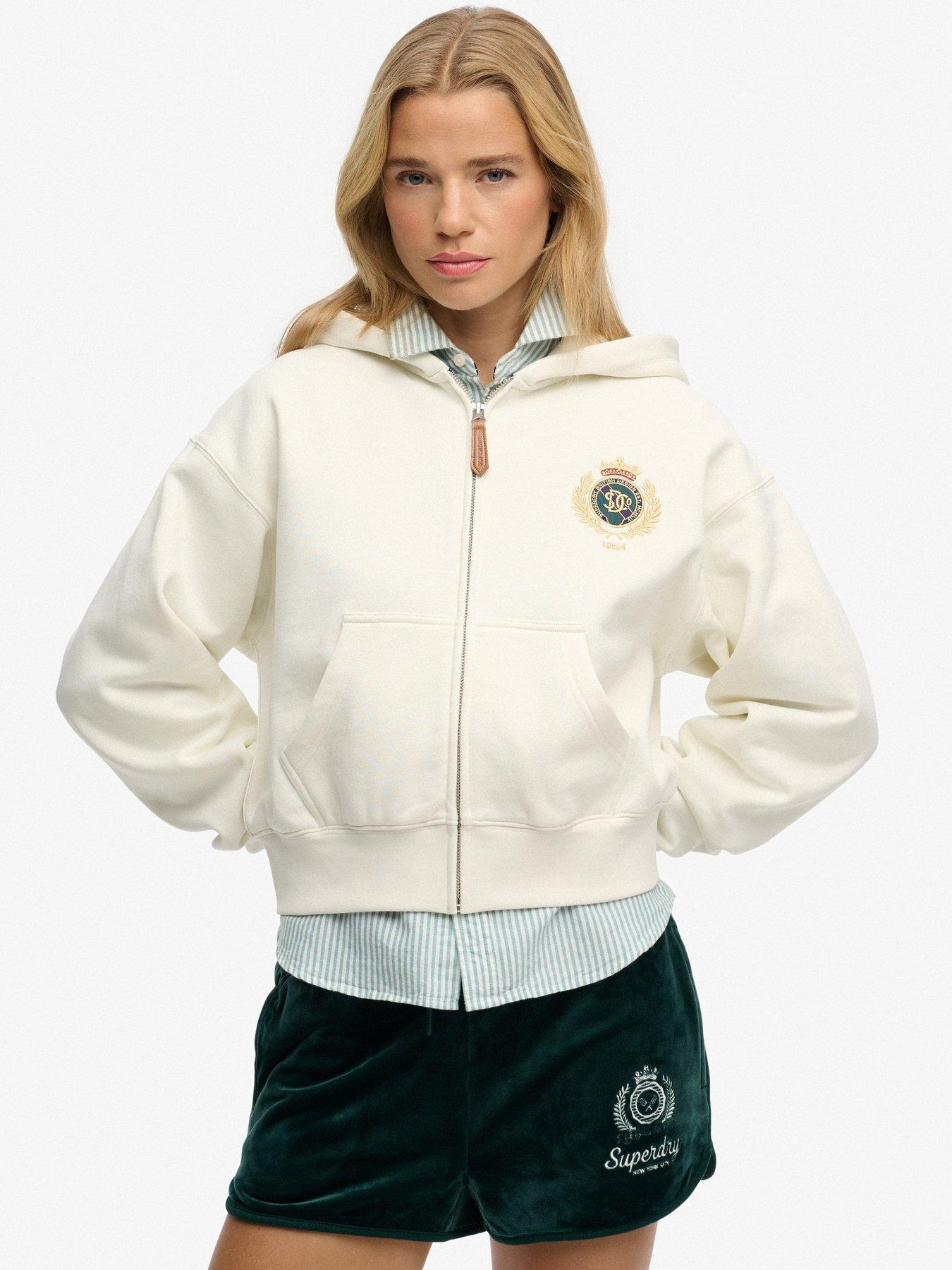 Superdry Country Club Zip Up Hoodie - White