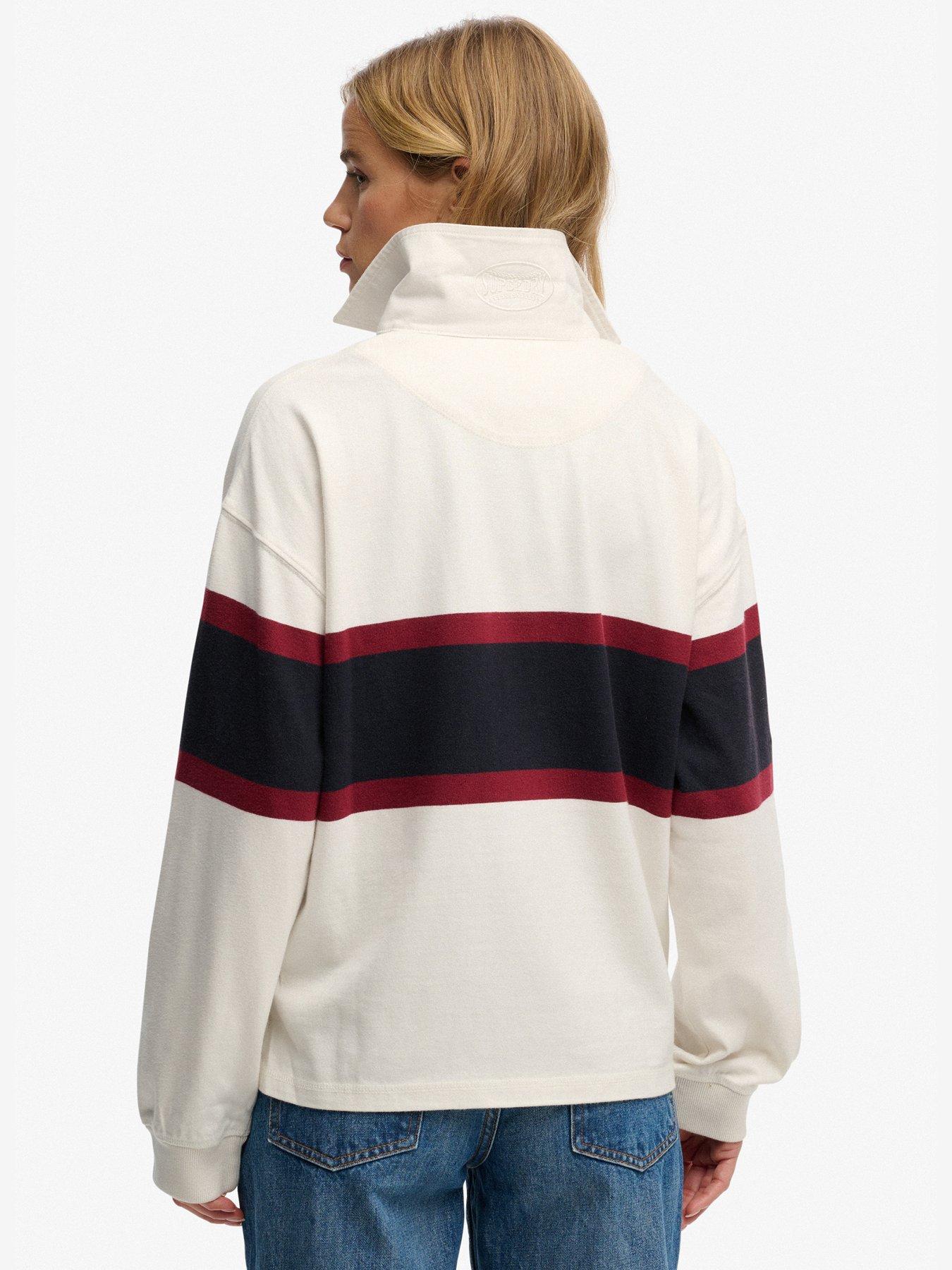 Image 2 of 5 of Superdry Heritage Stripe Rugby Top - White