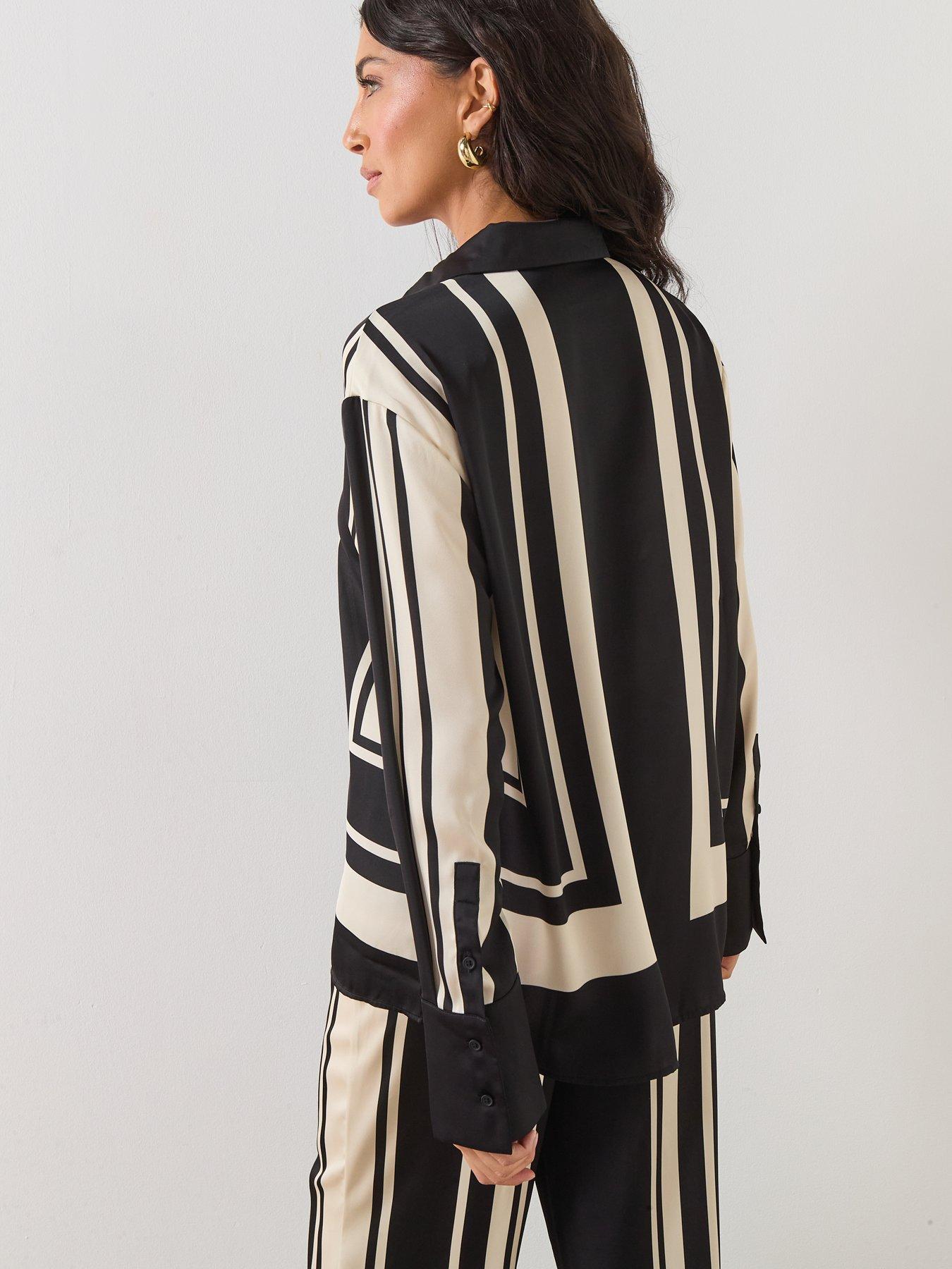 Image 2 of 6 of Mango Satin Print Blouse - Black