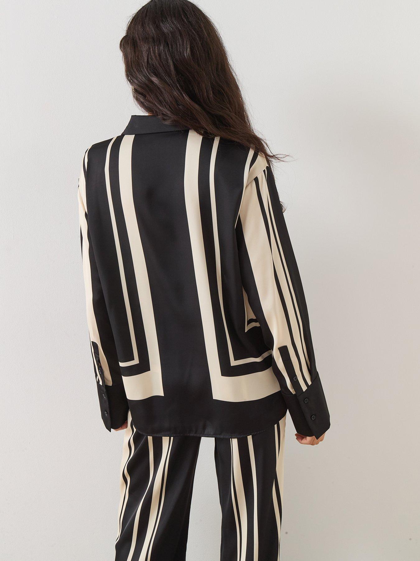 Image 6 of 6 of Mango Satin Print Blouse - Black