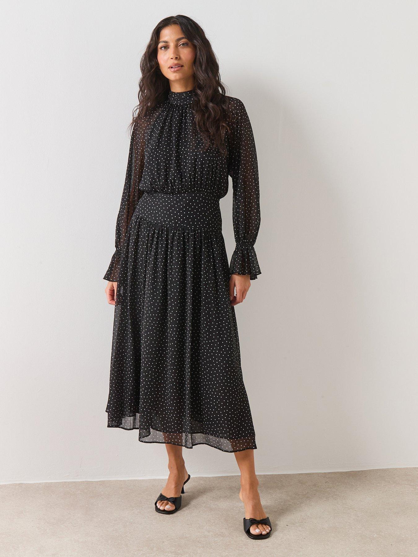  image of mango-gathered-turtleneck-dress-black