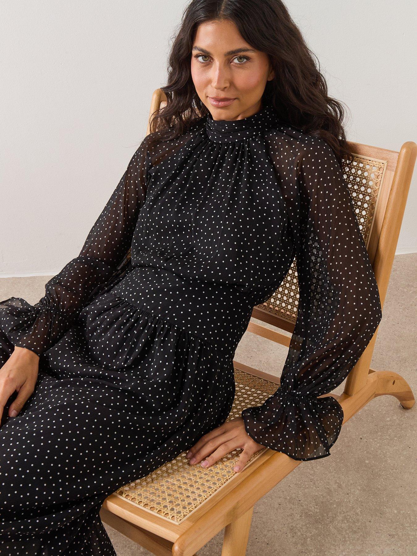  image of mango-gathered-turtleneck-dress-black