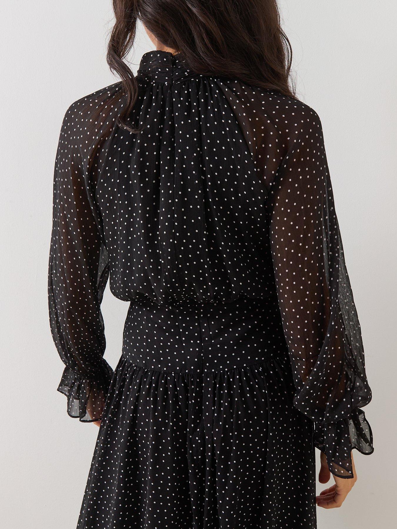 image of mango-gathered-turtleneck-dress-black