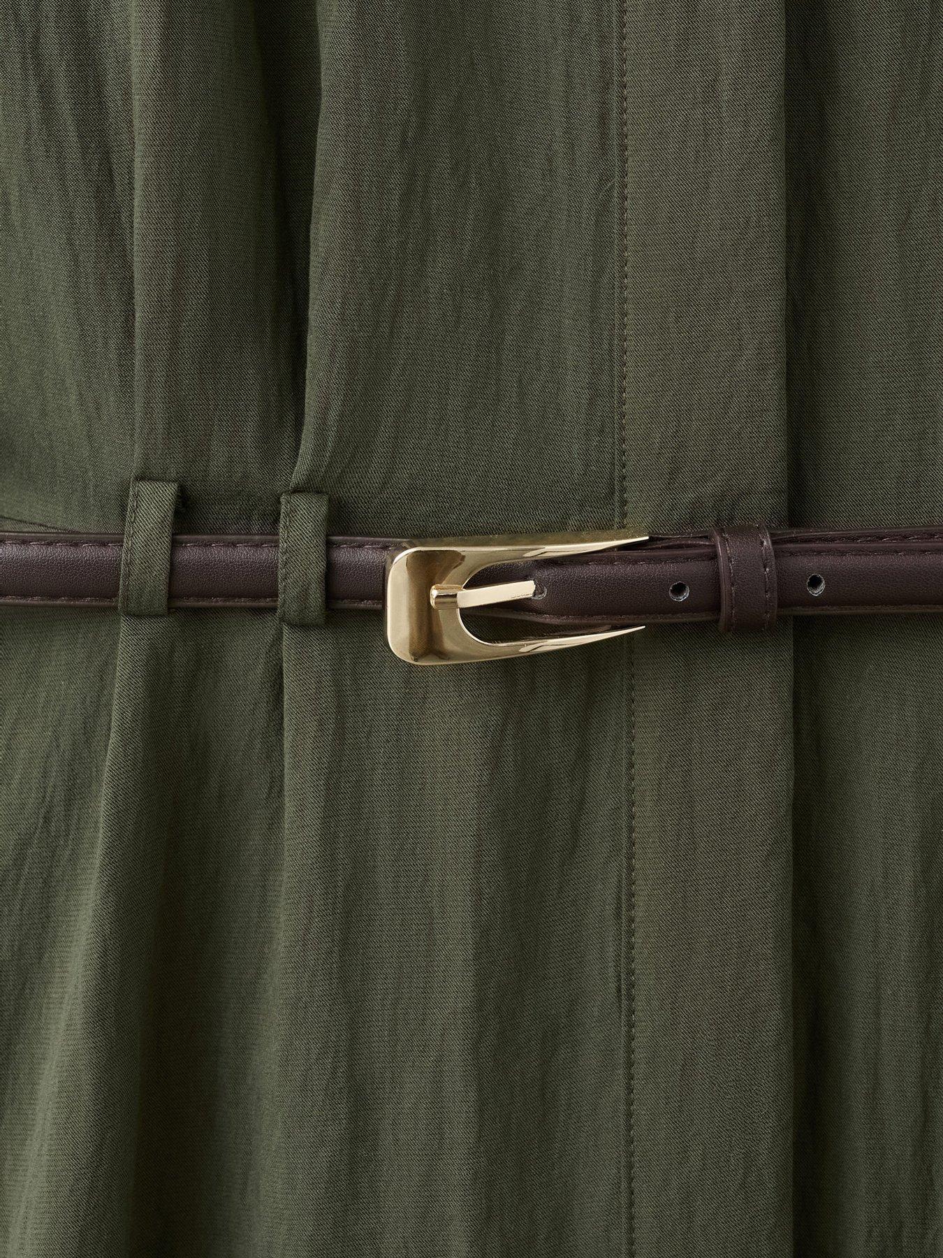  image of mango-lyocell-shirt-dress-khaki