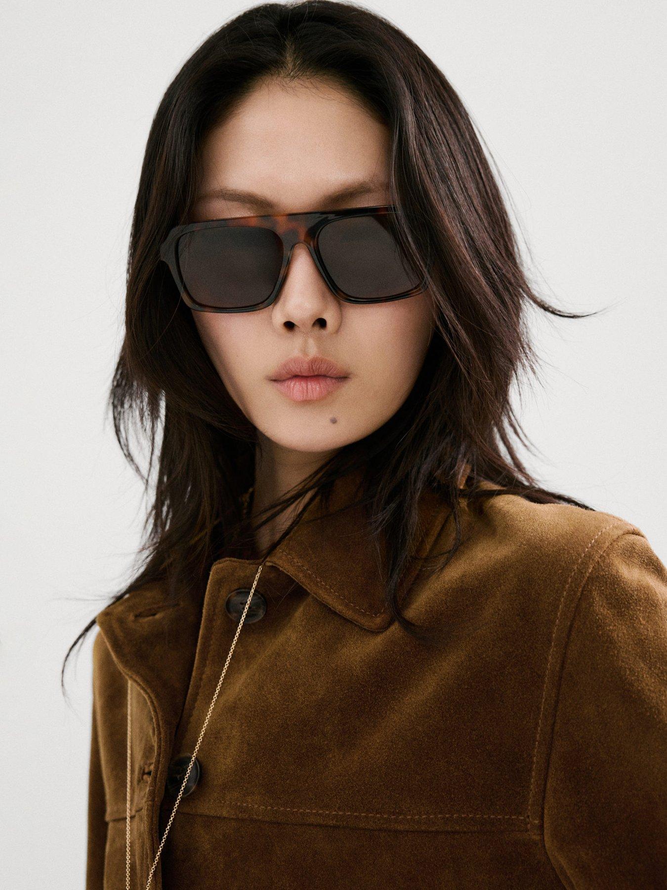 Image 4 of 7 of Mango Suede Leather Jacket With Buttons - Brown