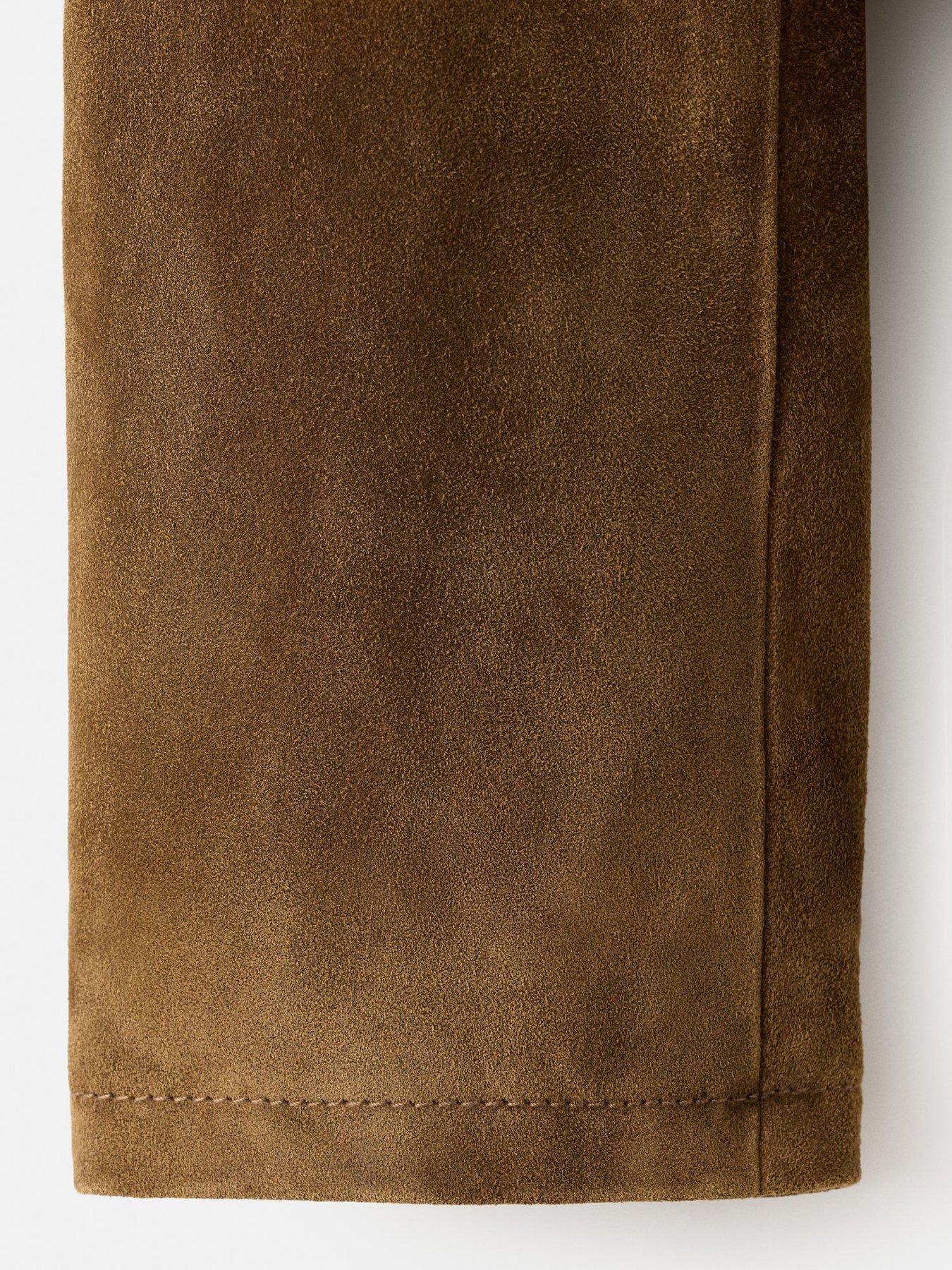 Image 6 of 7 of Mango Suede Leather Jacket With Buttons - Brown