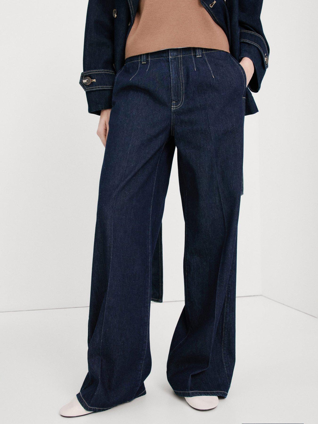 Mango Wide Leg Mid Rise Jeans - Blue