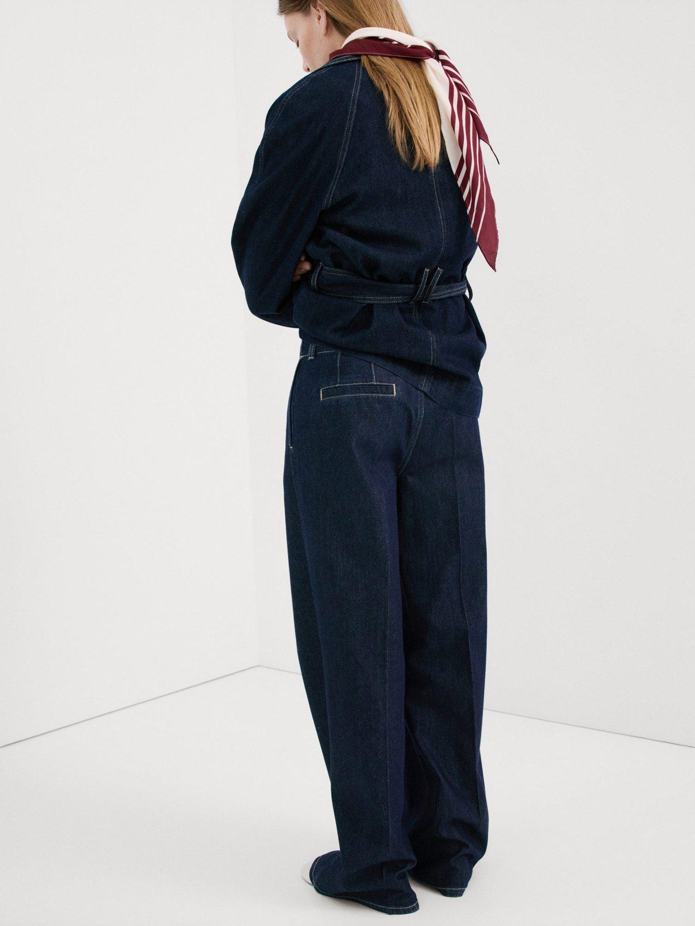  image of mango-wide-leg-mid-rise-jeans-blue