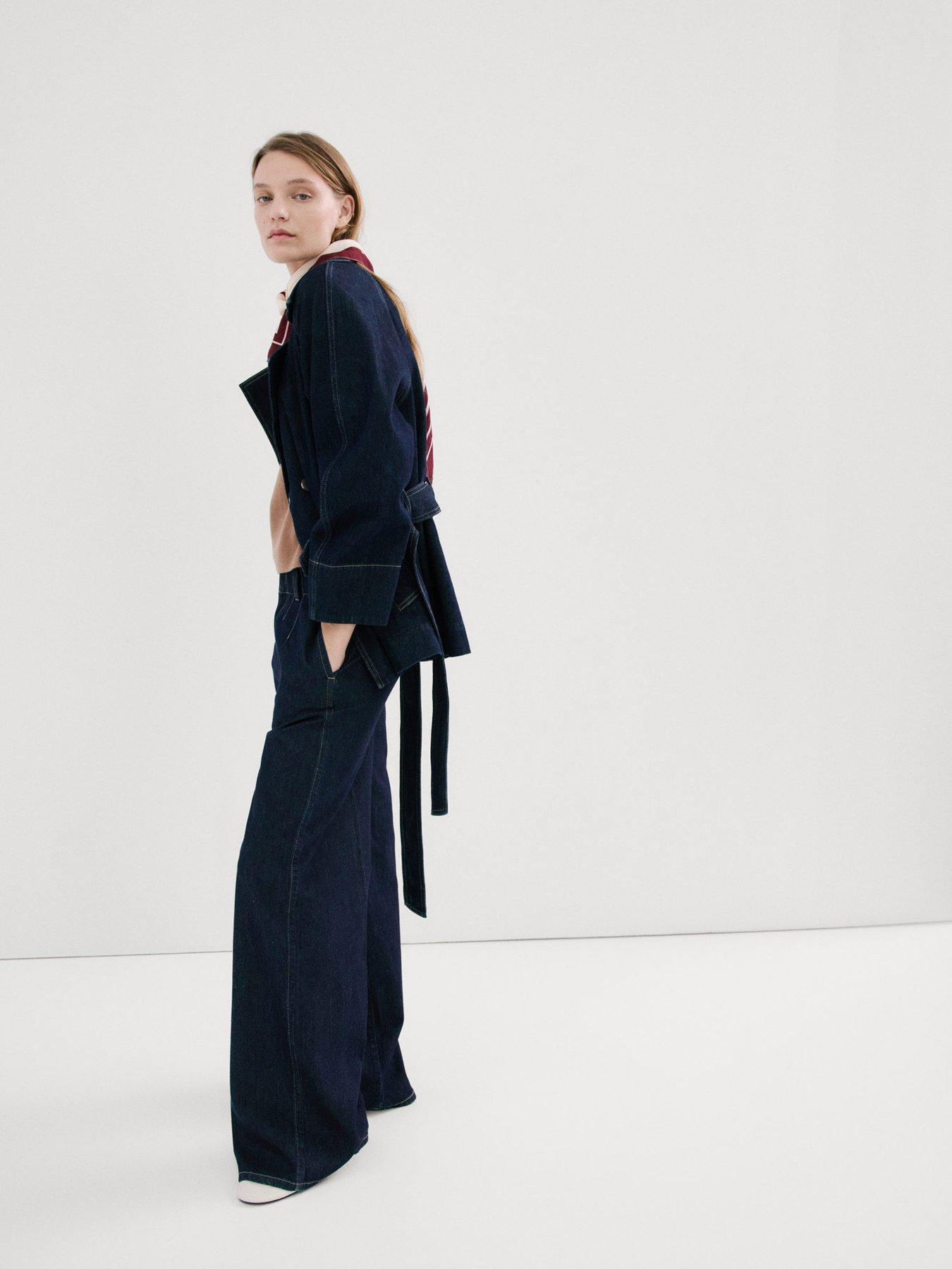  image of mango-wide-leg-mid-rise-jeans-blue