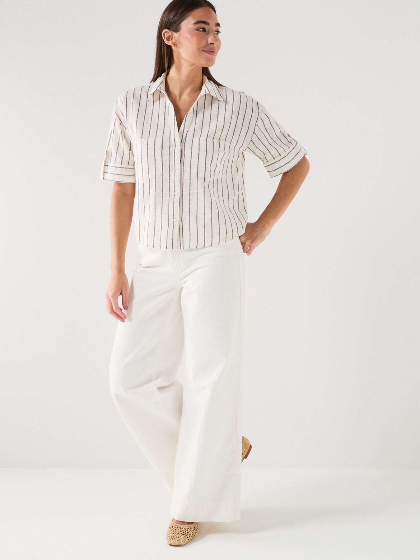 Image 3 of 6 of Only Onltizana Stripe S/s Shirt Wvn Noos