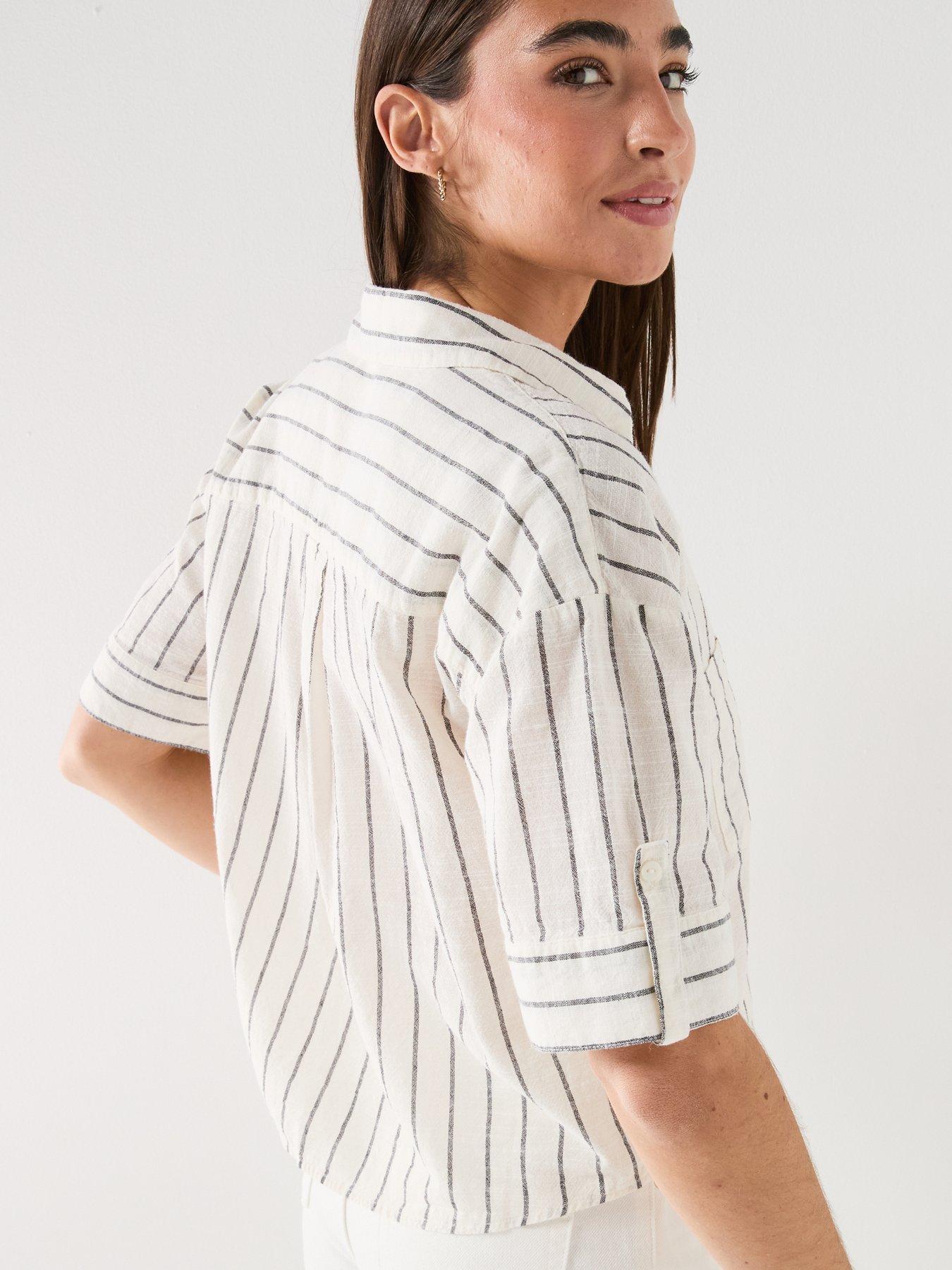 Image 4 of 6 of Only Onltizana Stripe S/s Shirt Wvn Noos