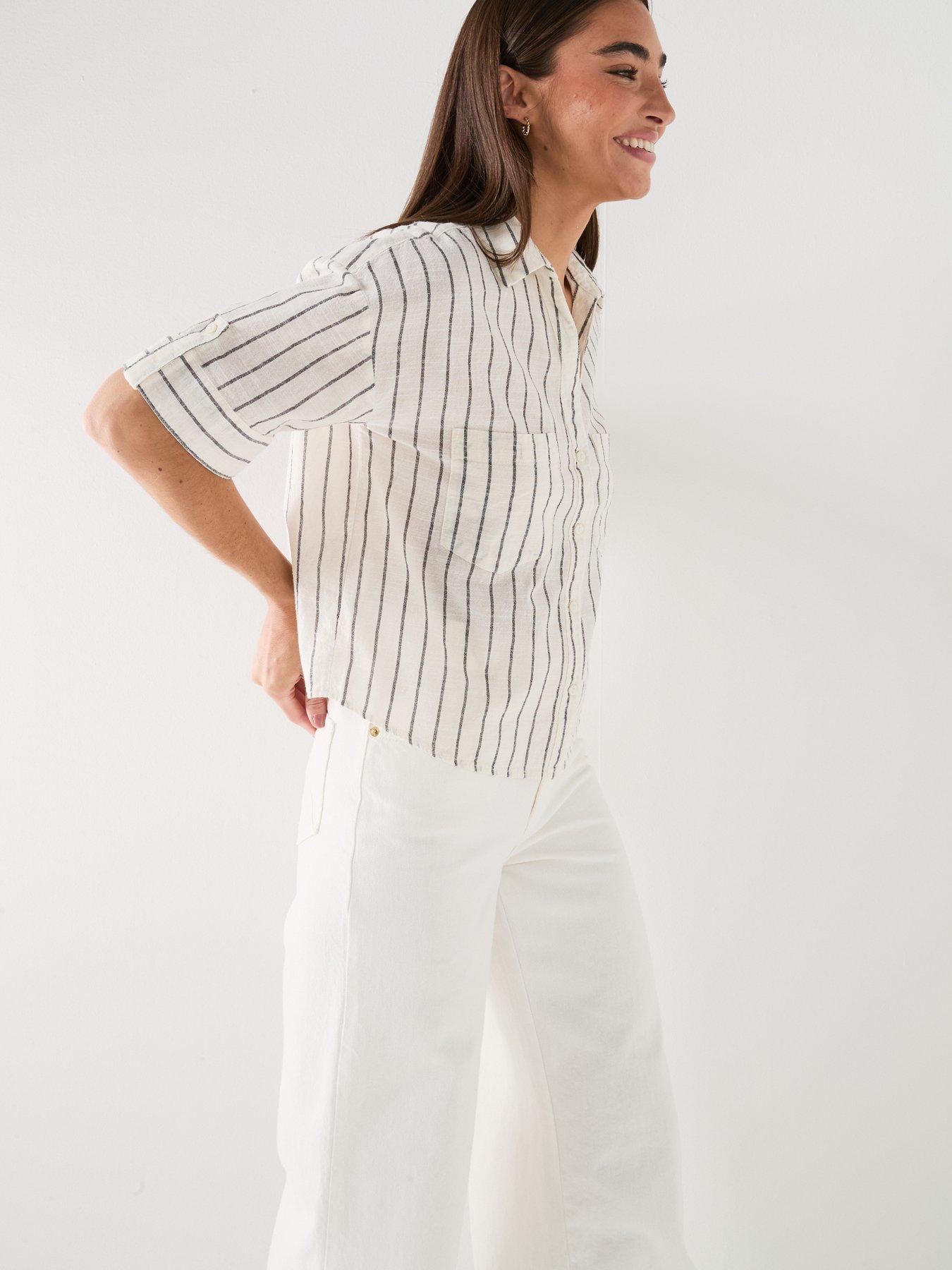 Image 5 of 6 of Only Onltizana Stripe S/s Shirt Wvn Noos